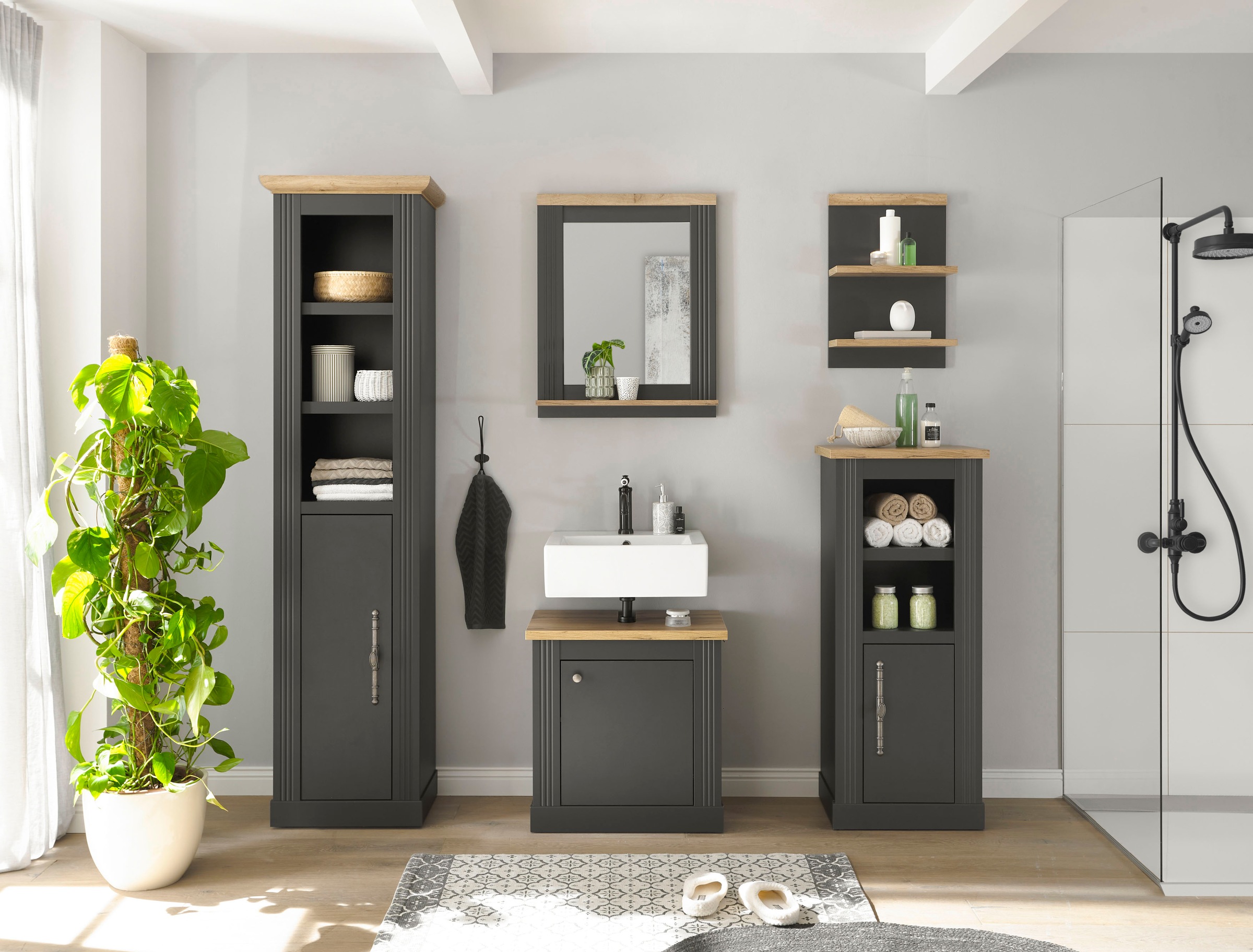 Home affaire Badmöbel-Set "WESTMINSTER, Bad im Landhausstil, 5-teiliges Bad günstig online kaufen