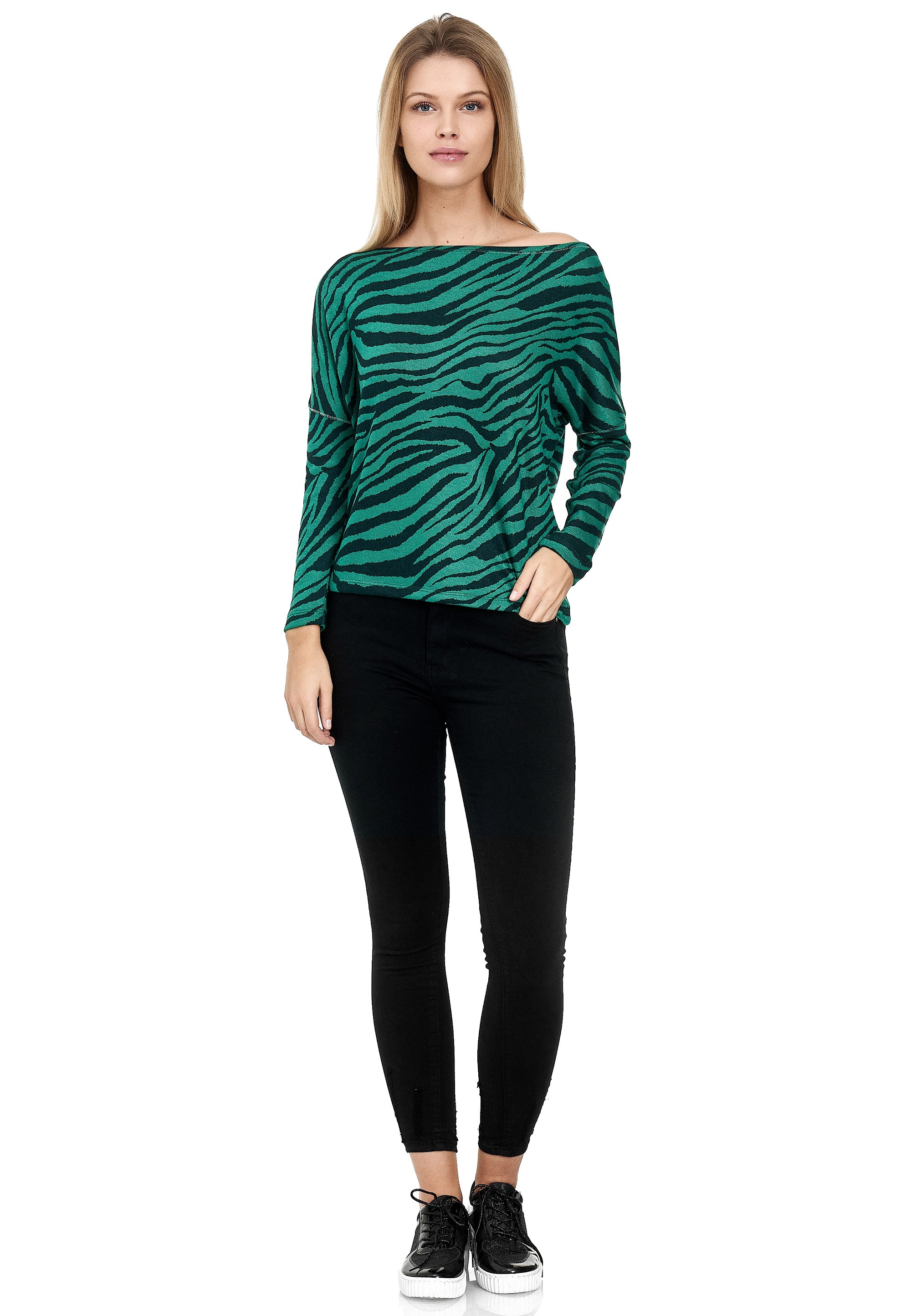Decay Langarmshirt, mit coolem Zebra-Muster