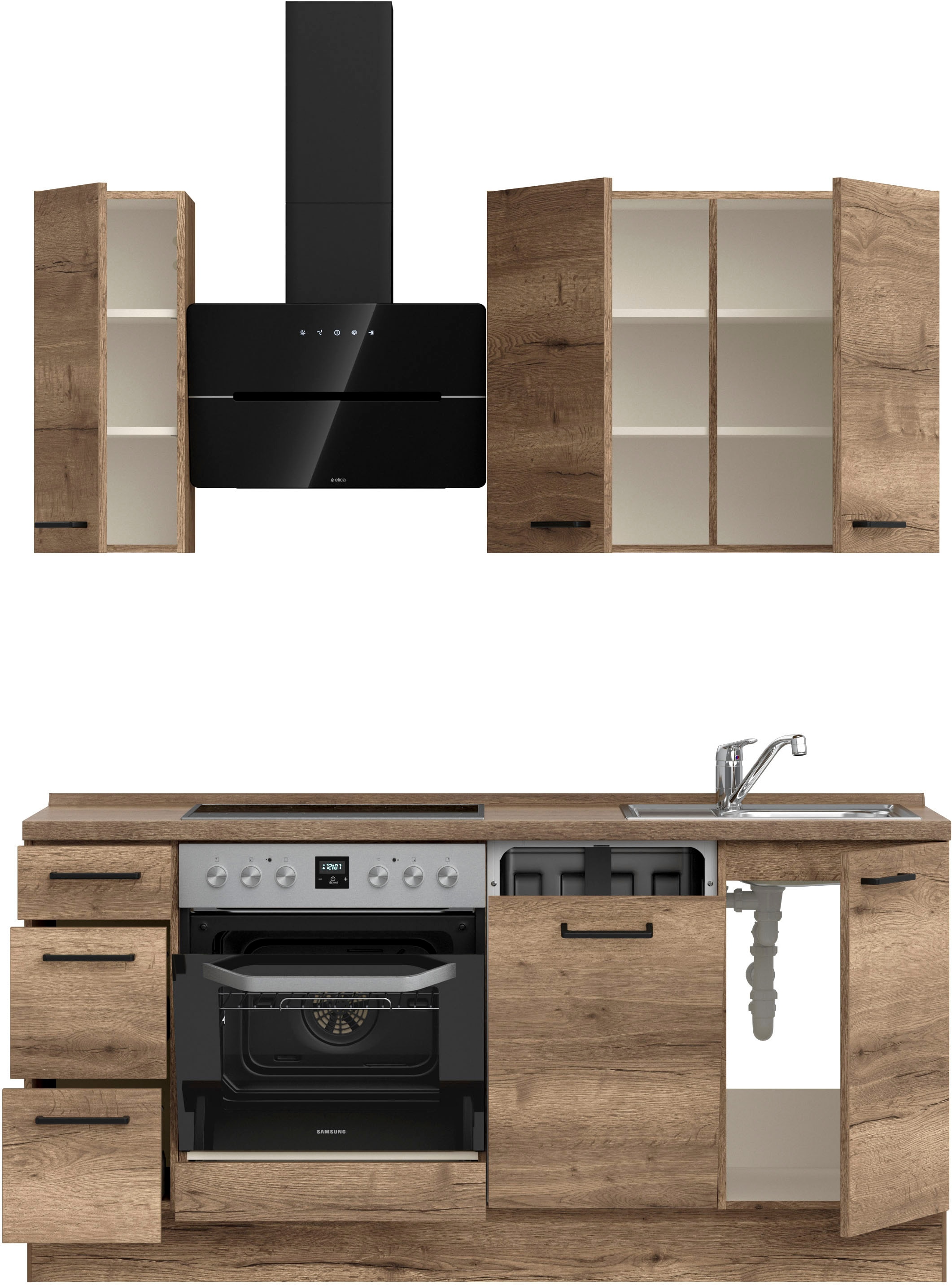 nobilia® Küchenzeile »"Structura II", NEU: individuell anpassbar mit gratis Profi-Beratung« vormontiert, Breite 180 cm, Ausrichtung wählbar, wahlw. mit E-Geräten