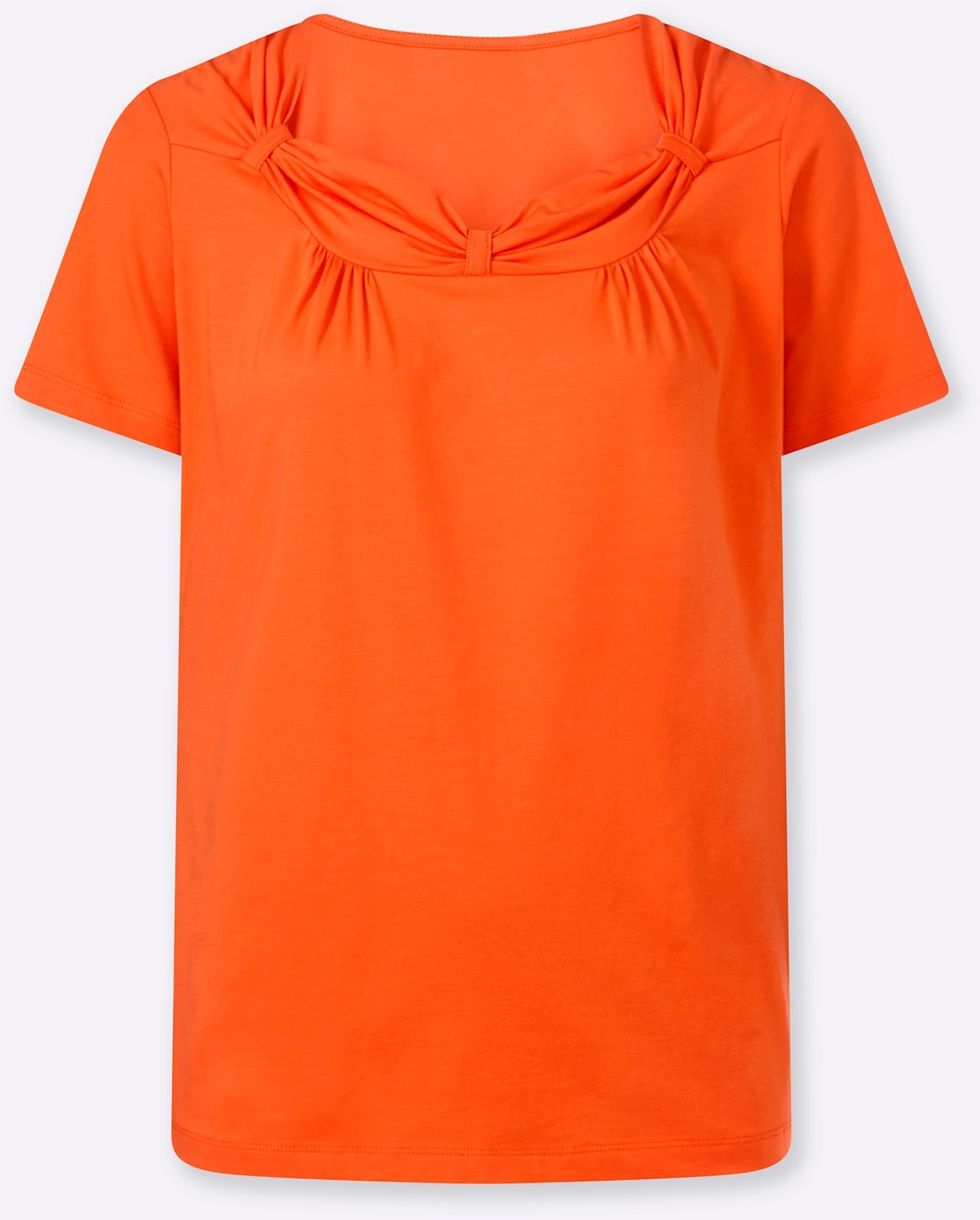 Kurzarmshirt HEINE "Shirt", Damen, Gr. 50, orange, 95% Baumwolle, 5% Elasthan, unifarben, Rundhals, Shirts 3