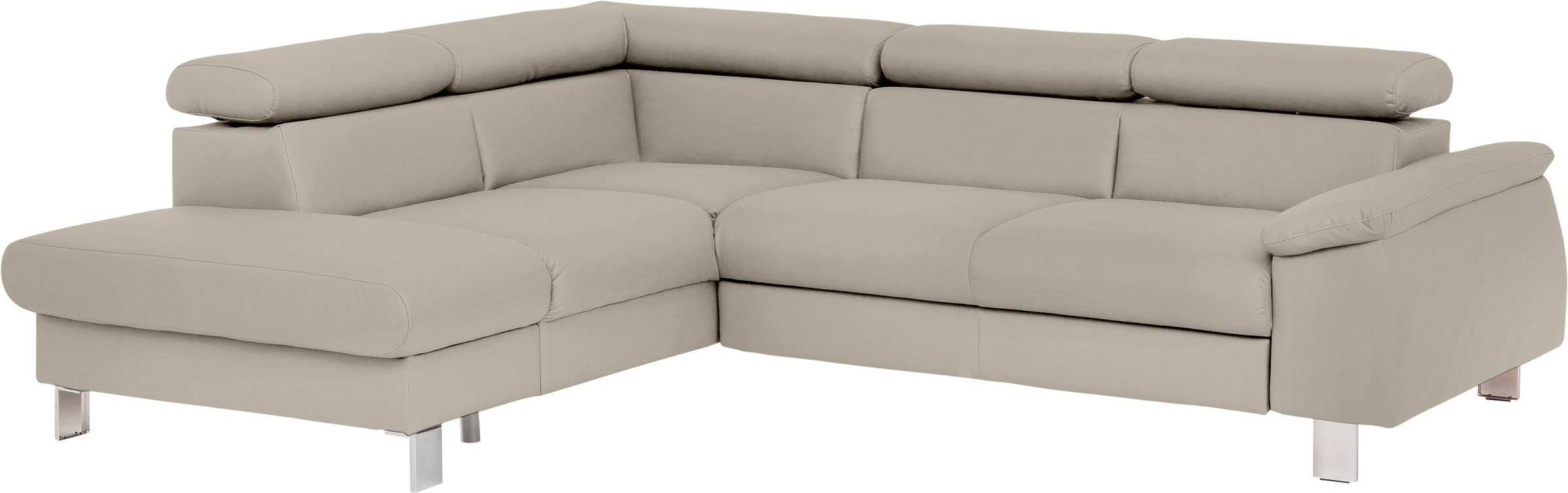 Ecksofa COTTA, B:249cm H:72cm, grau, Microfaser PRIMABELLE (100% Polyester);Kunstleder SOFTLUX;Feinstruktur (100% Polyester);Kunstleder