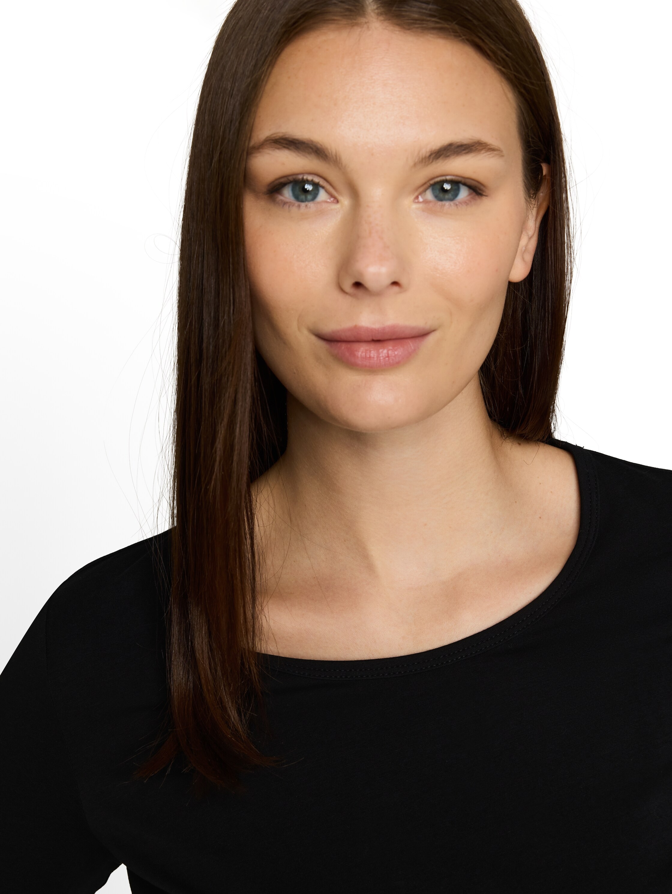 TOM TAILOR T-Shirt Sommershirt mit tiefem Rundhalsausschnitt, unifarben