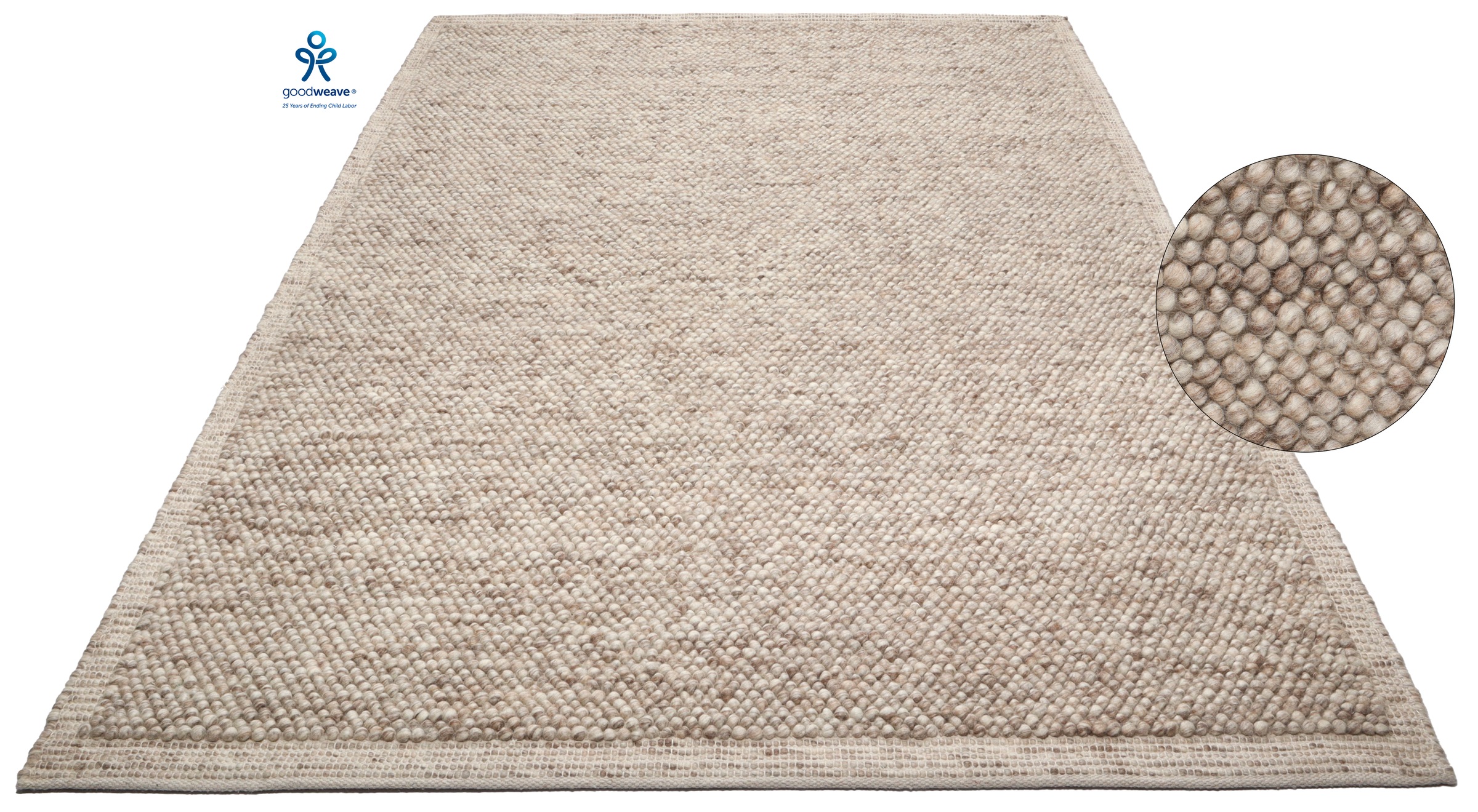 OTTO home Wollteppich "Wolly Rahmen, handgewebt, Wolle" rechteckig 14 mm Hö günstig online kaufen