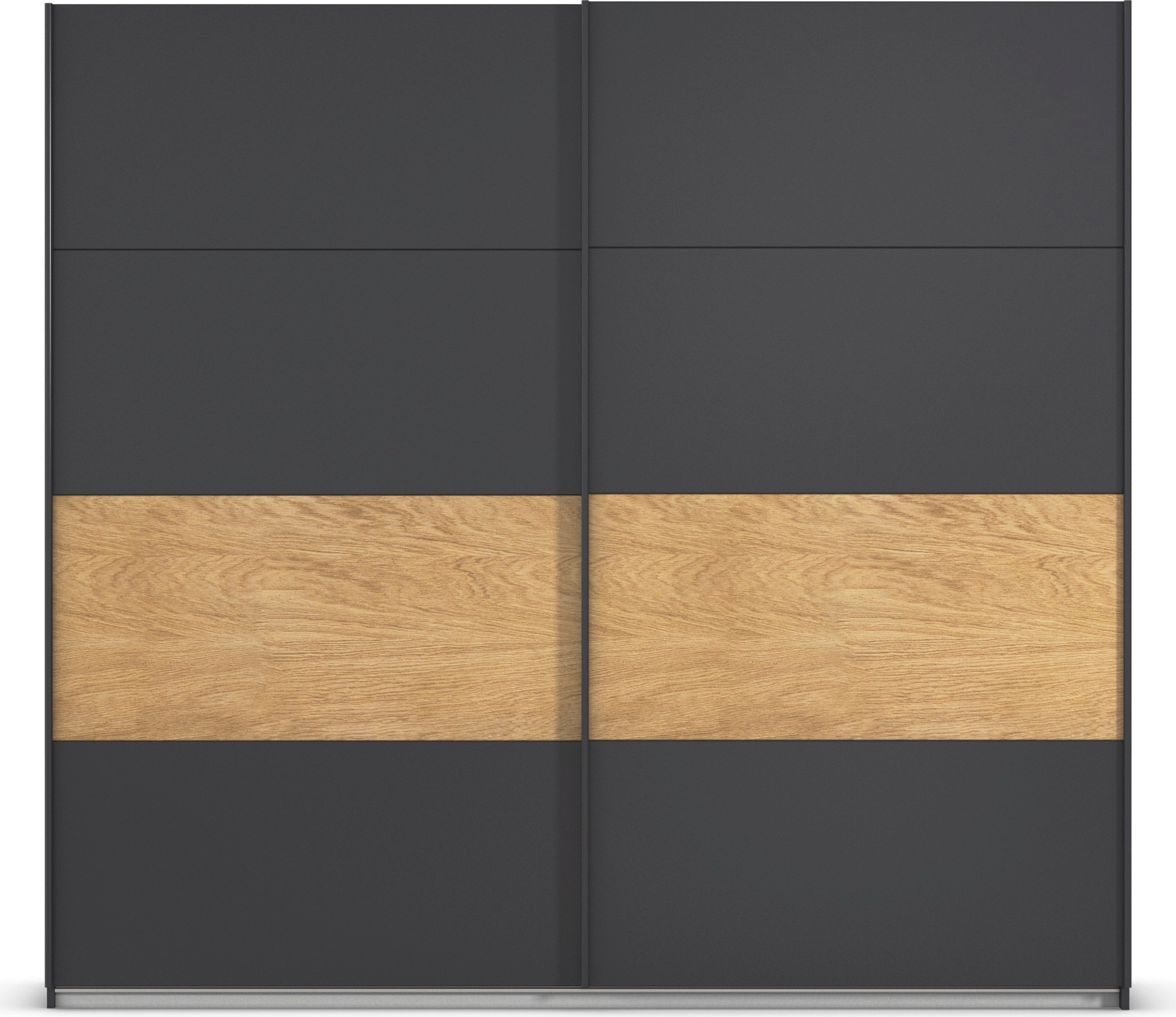 rauch Schwebetürenschrank »Kleiderschrank Schrank Garderobe Schlafzimmerschrank MALVA«, Bauchbinde abgesetzt in gebürstetem Eiche Furnier MADE IN GERMANY