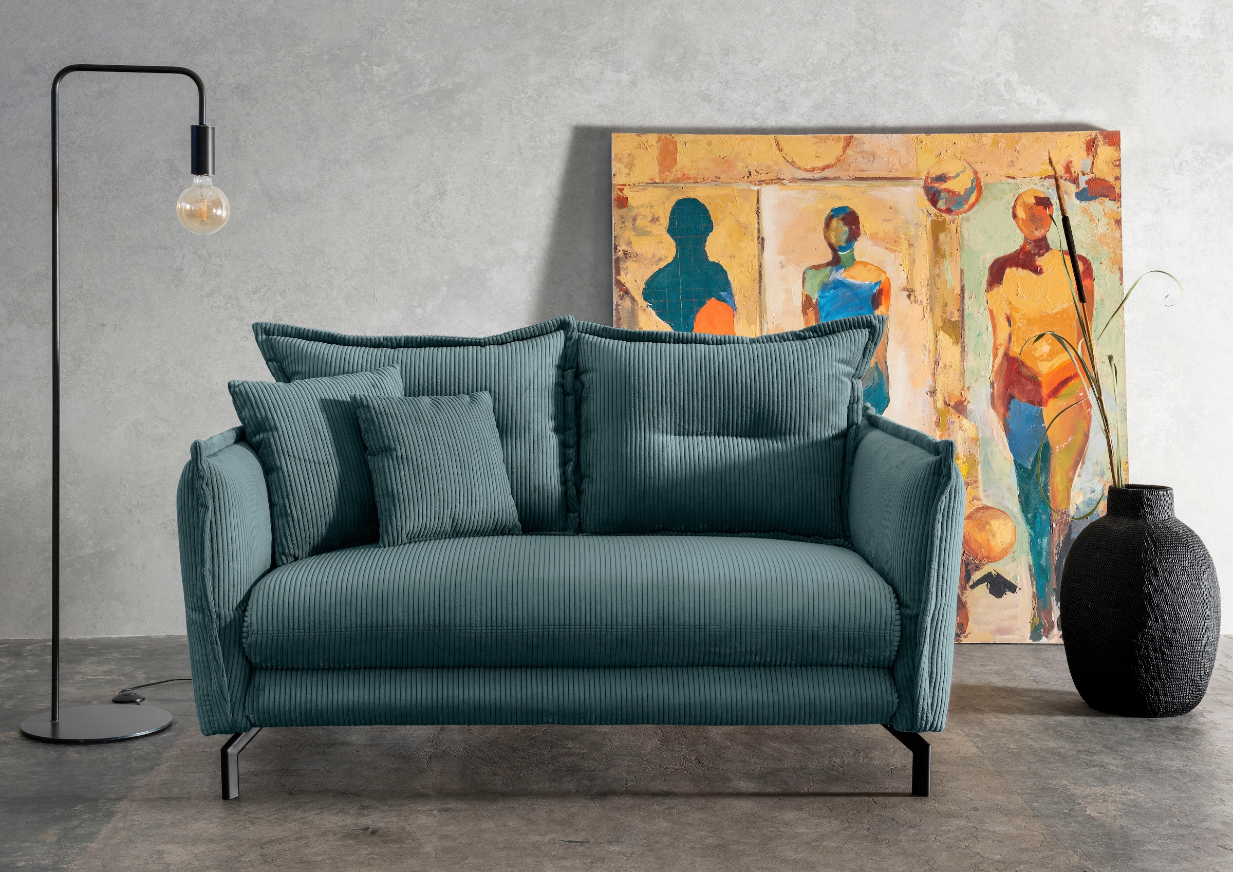 Home affaire Ecksofa "Lava modern und bequem, schmale Armlehnen, tolle Detailverarbeitung" zwei verschiedene Fußfarben wählbar