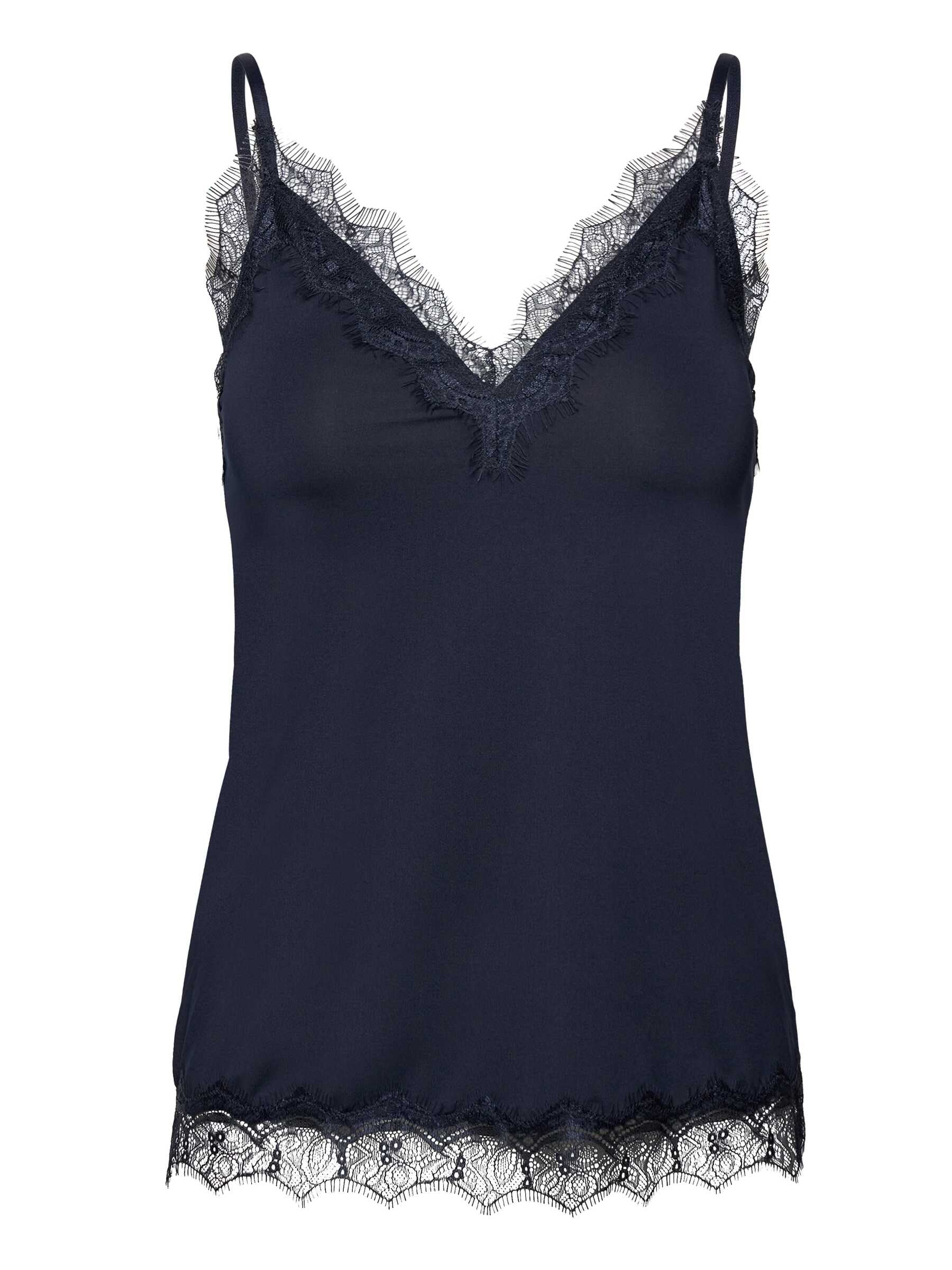 rosemunde Spaghettitop "Billie Strap Top" Vintage-Spitzenbesatz an Ausschnitt und Saum, feminin