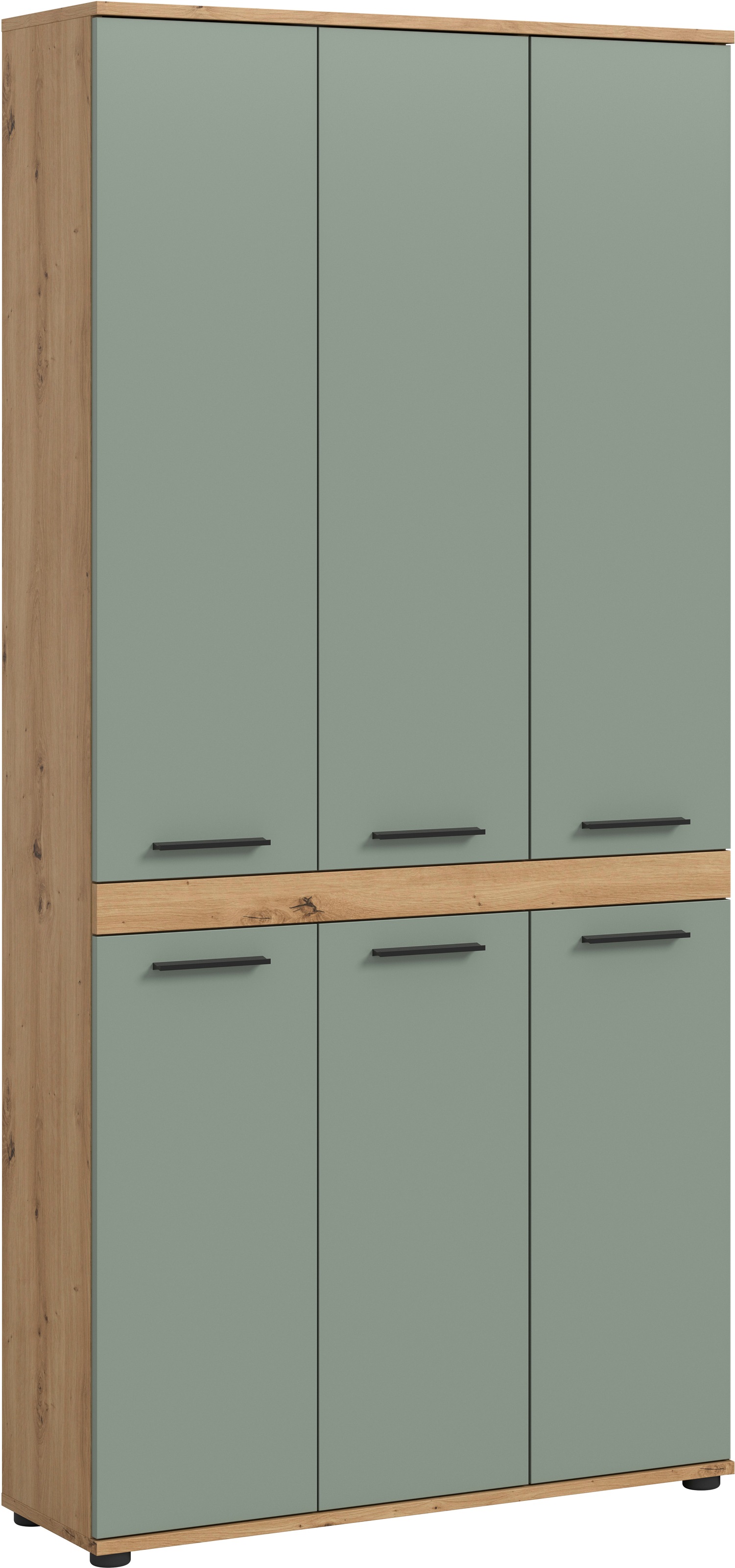 welltime Hochschrank "LUCCA, Breite 90cm, 6 Türen, 10 Fächer, 6 Einlegeböden" Badschrank, Badmöbel, Badezimmer, Universalschrank, Mehrzweckschrank