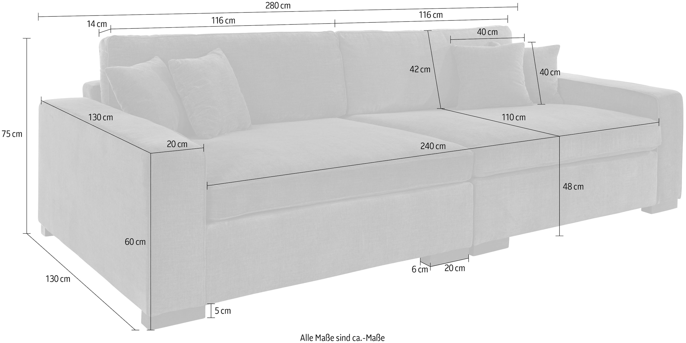 Guido Maria Kretschmer Home&Living 2-Sitzer »Skara XXL«, Lounge-Sofa XXL mit Federkern-Polsterung, in vielen Bezugsvarianten