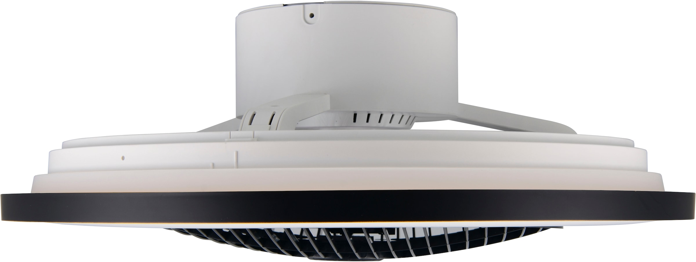 REALITY Leuchten LED Deckenleuchte »VARPULA mit Ventilator, oszillierender Deckenventilator +Licht 28W LED« LED-Board 1 Stk. Farbwechsler | warmweiß - kaltweiß 6 Stufen Ventilator, CCT LED dimmbar Fernbedienung Schirm schwarz-gold