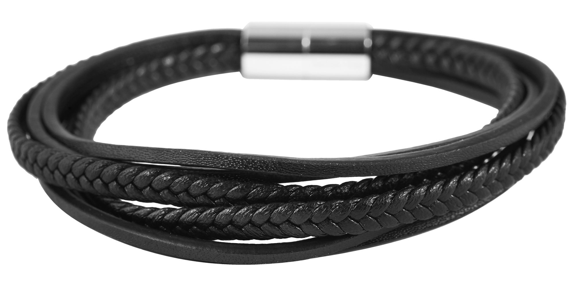 ADELIA ́S Herren Armband "Herren Armband aus Leder 21,5 cm", 22cm, Ledersilber, Leder, Armbänder, Zum Verschenken an Menschen, die Ihnen am Herzen