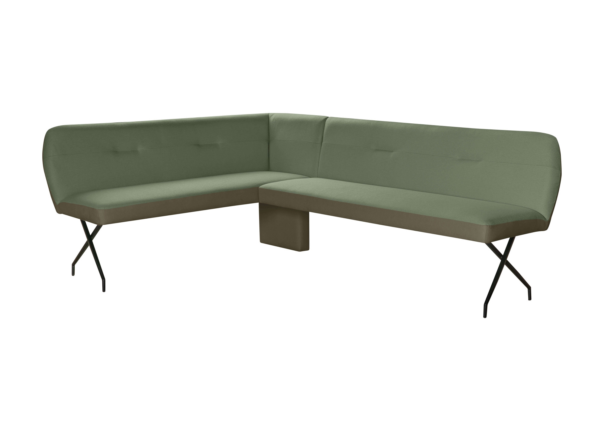 Home affaire Eckbank »Bruna Esszimmerbank, Bank, Küchenbank, Polsterbank« Mattschwarzes Metallgestell, 2-Stoff-Design, Wellenfederung im Sitz