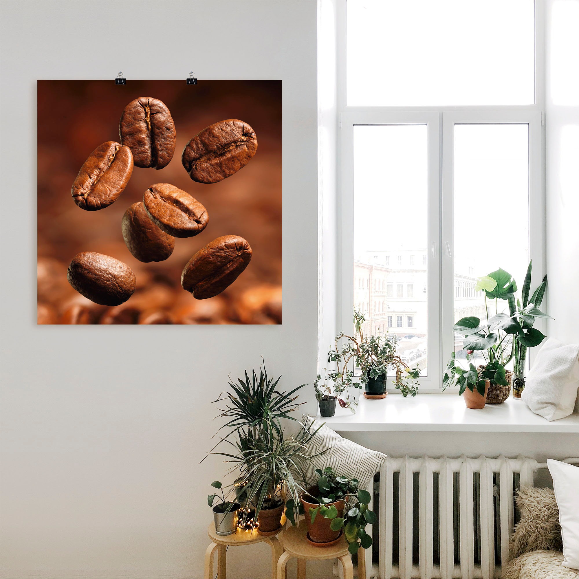 Poster ARTLAND "Nahaufnahme von Kaffeebohnen", braun (farbe bild(er): braun), B:30cm H:30cm, Bilder, Poster, ohne Rahmen 2