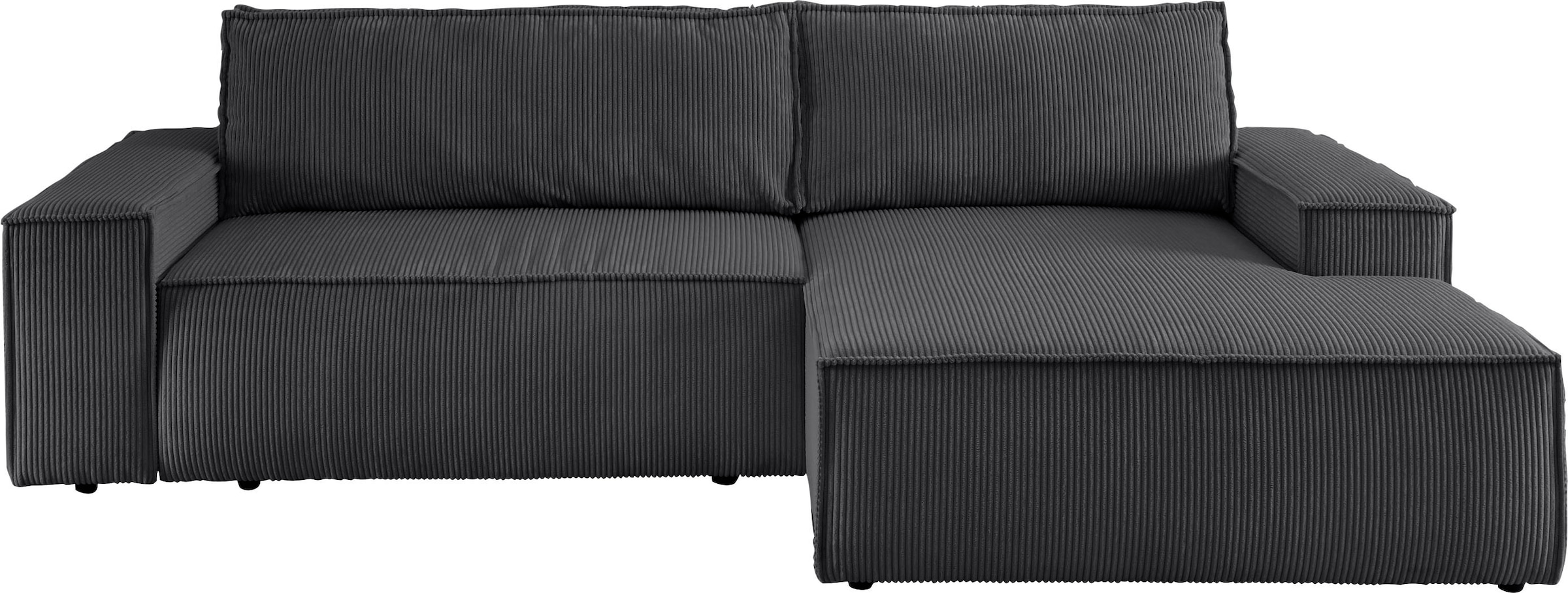 OTTO home Ecksofa »SHERWOOD L-Form, 267 cm - OTTO. Verlässliche Qualität.« Schlaffunktion mit Bettkasten (210x136 cm), Cord, Vintage, Samtvelours