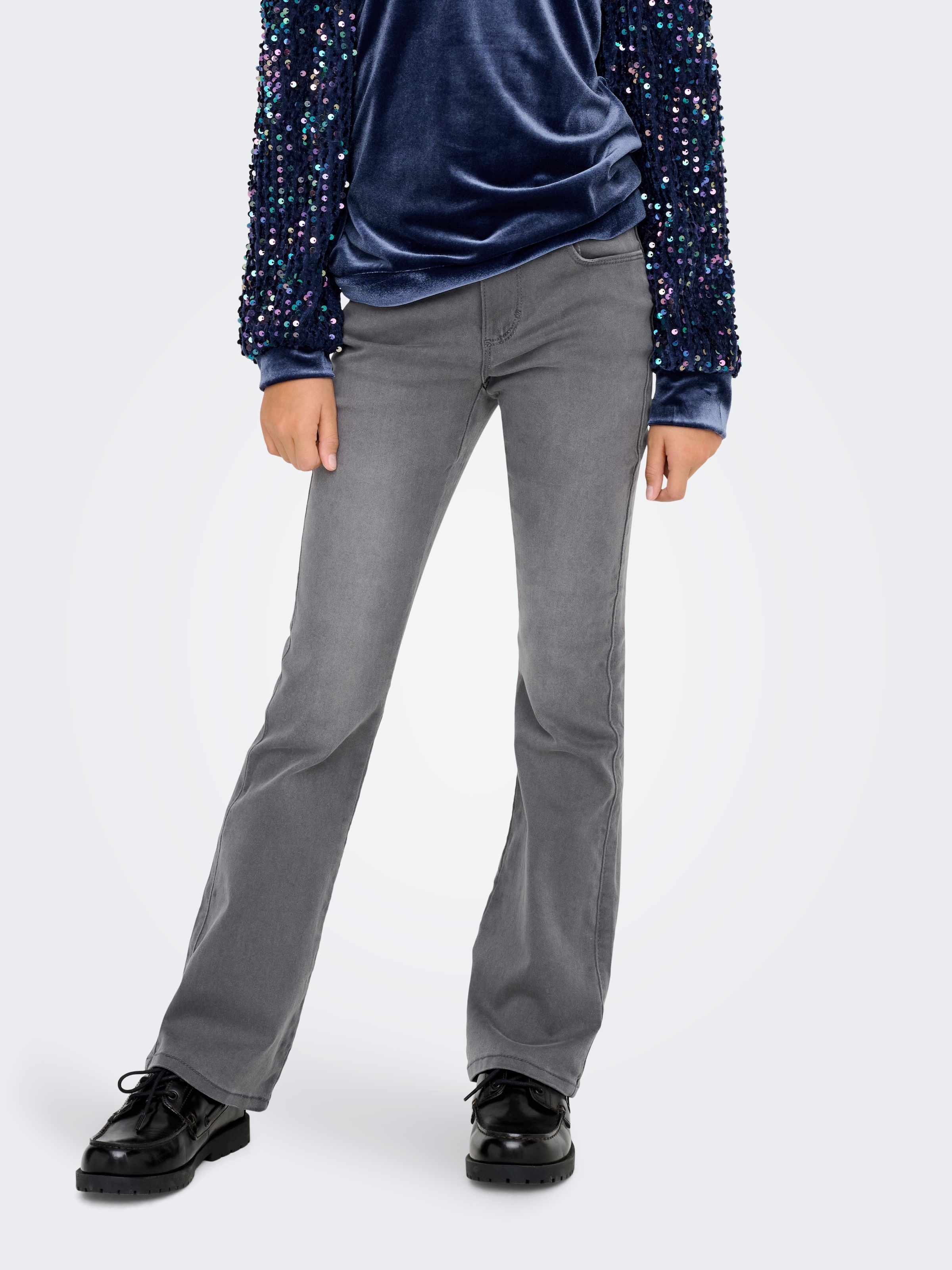 KIDS ONLY Mädchen 5-Pocket-Jeans "KOGROYAL LIFE REG FLARED PIM021 NOOS", blau, Gr. 152, unifarben, Denim/Jeans, Obermaterial: 69% Baumwolle, 29%