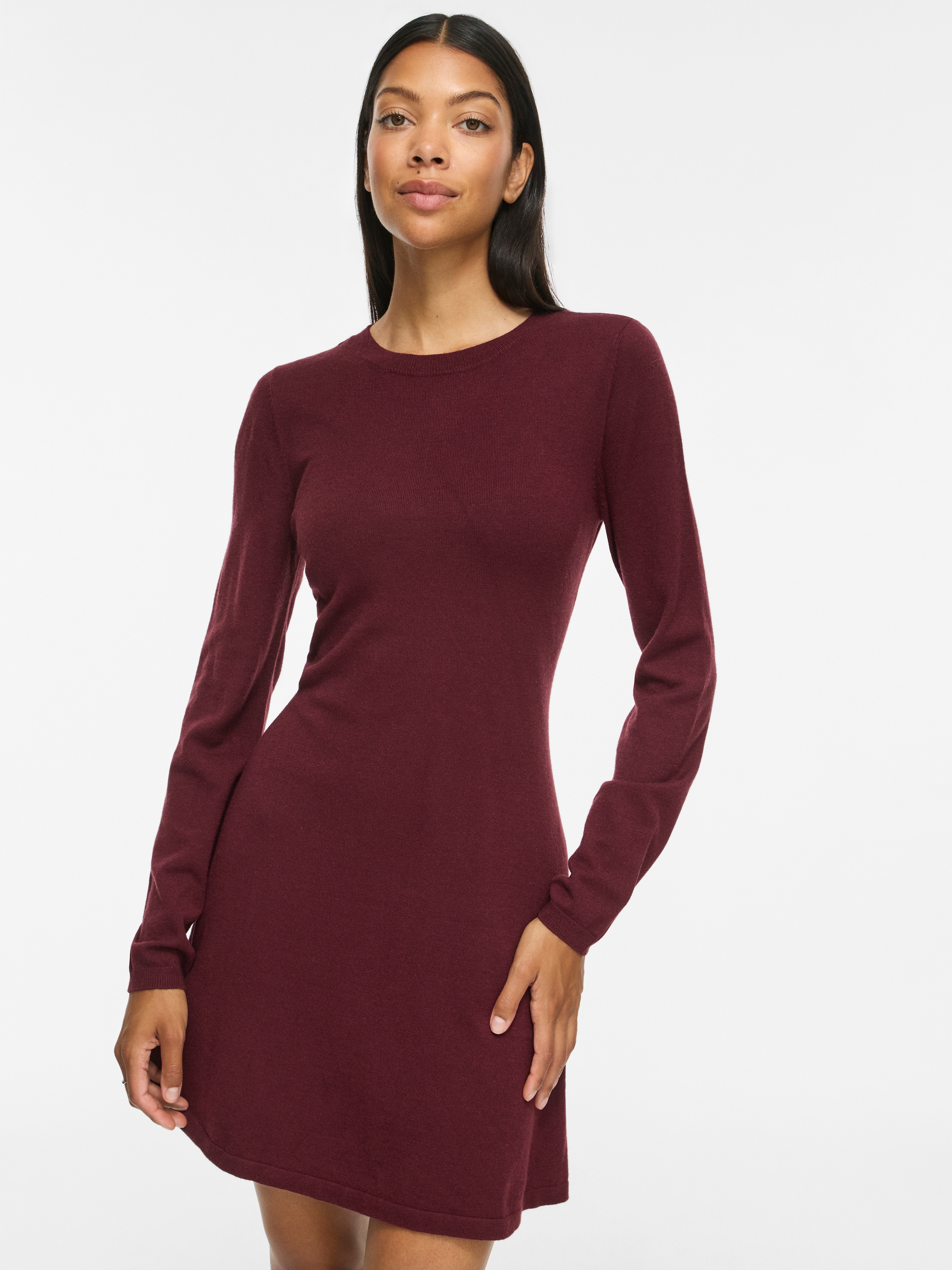 Vila Strickkleid "VICOMFY A-LINE O-NECK KNIT DRESS - NOOS" Materialmix, normal geschnitten