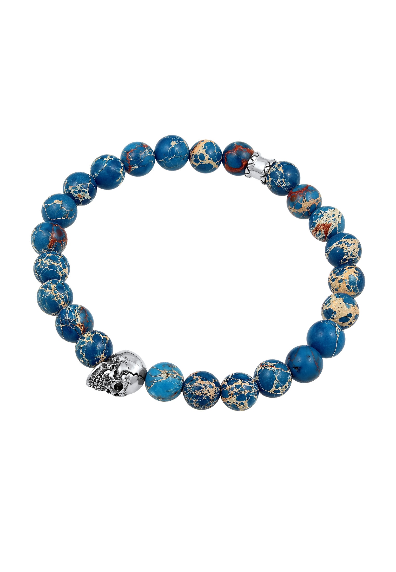 Kuzzoi Armband »Herren Blauer Achat Stein mit Totenkopf Silber«