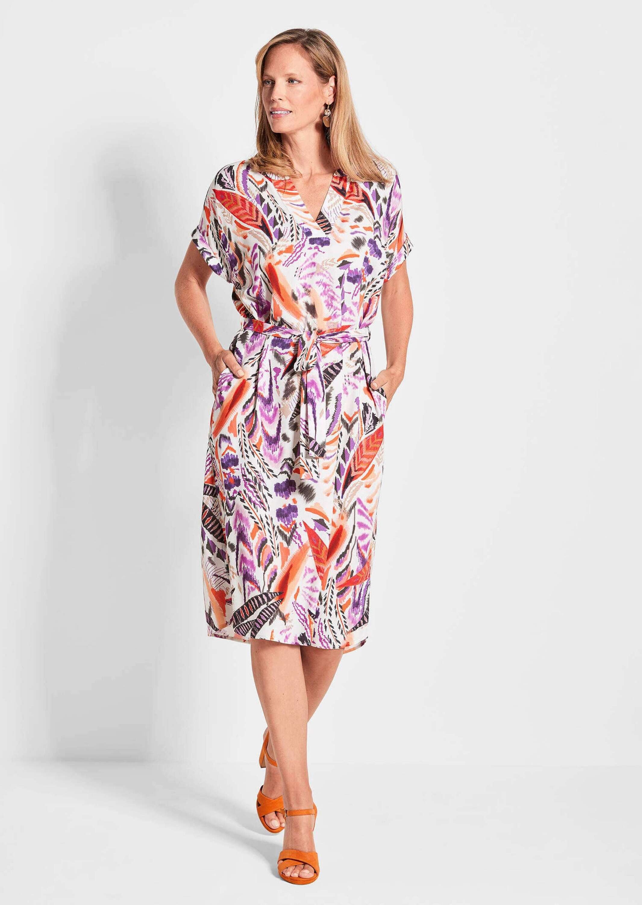 GOLDNER Sommerkleid "Kurzgröße Kurzarm-Kleid mit Ethno-Print" günstig online kaufen