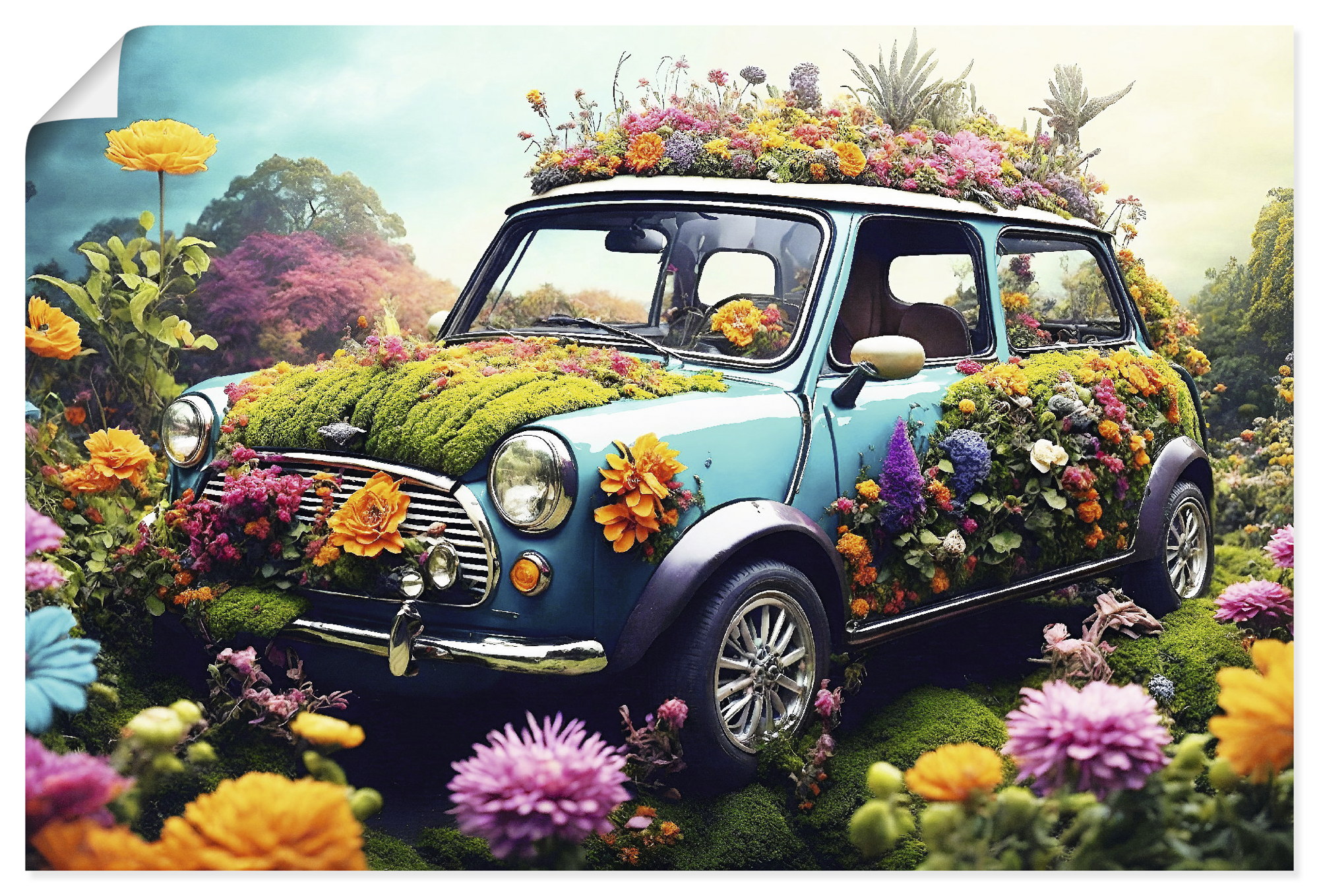Artland Wandbild "Flowerpower Mini" Auto 1 Stk. tlg. als Alubild, Leinwandbild, Poster, Wandaufkleber in verschied. Größen