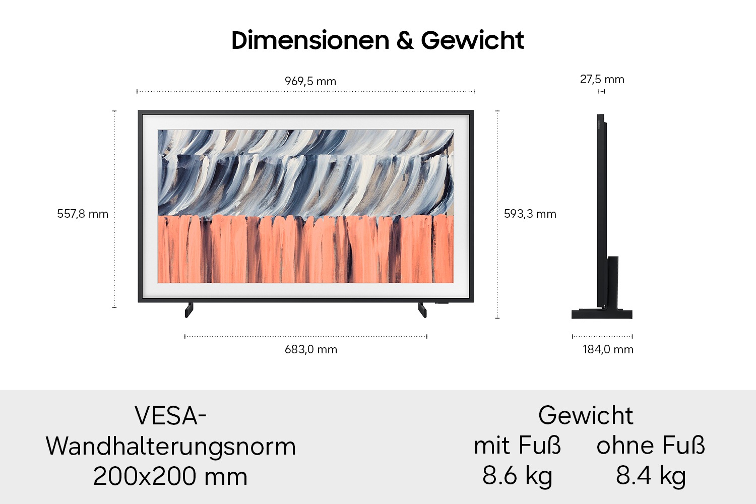 Samsung QLED-Fernseher »GQ43LS03HAU« 108 cm/43 ″ Smart-TV The Frame, Art Mode Kunstwerke, Antireflexion, Rahmen austauschbar