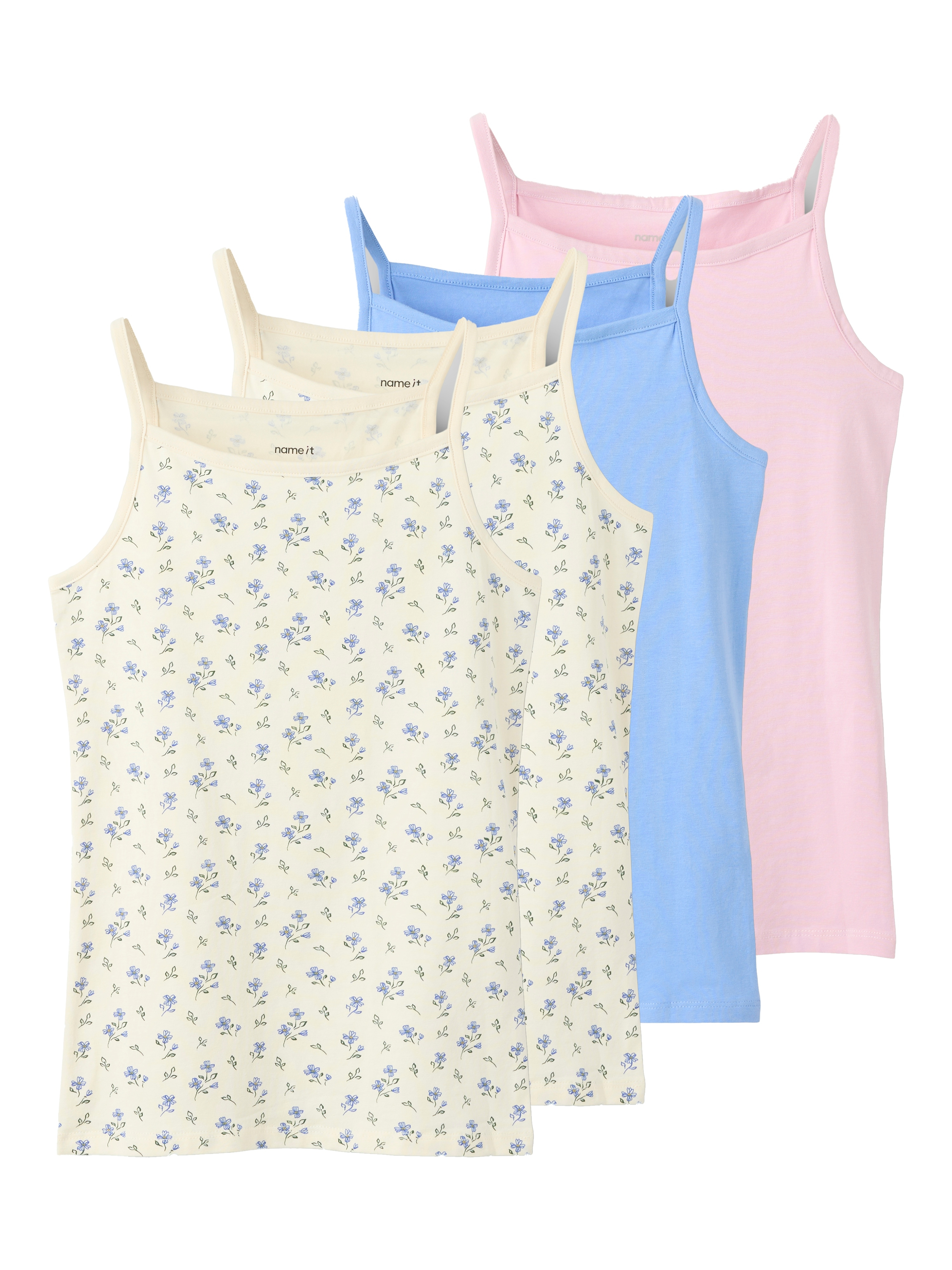 Name It Unterhemd "NKFSTRAP für Mädchen mit Stretchkomfort im 4er-Pack" Packung, 4 Stk. bedruckt, casual, regular fit, Baumwollmischung, Rundhals