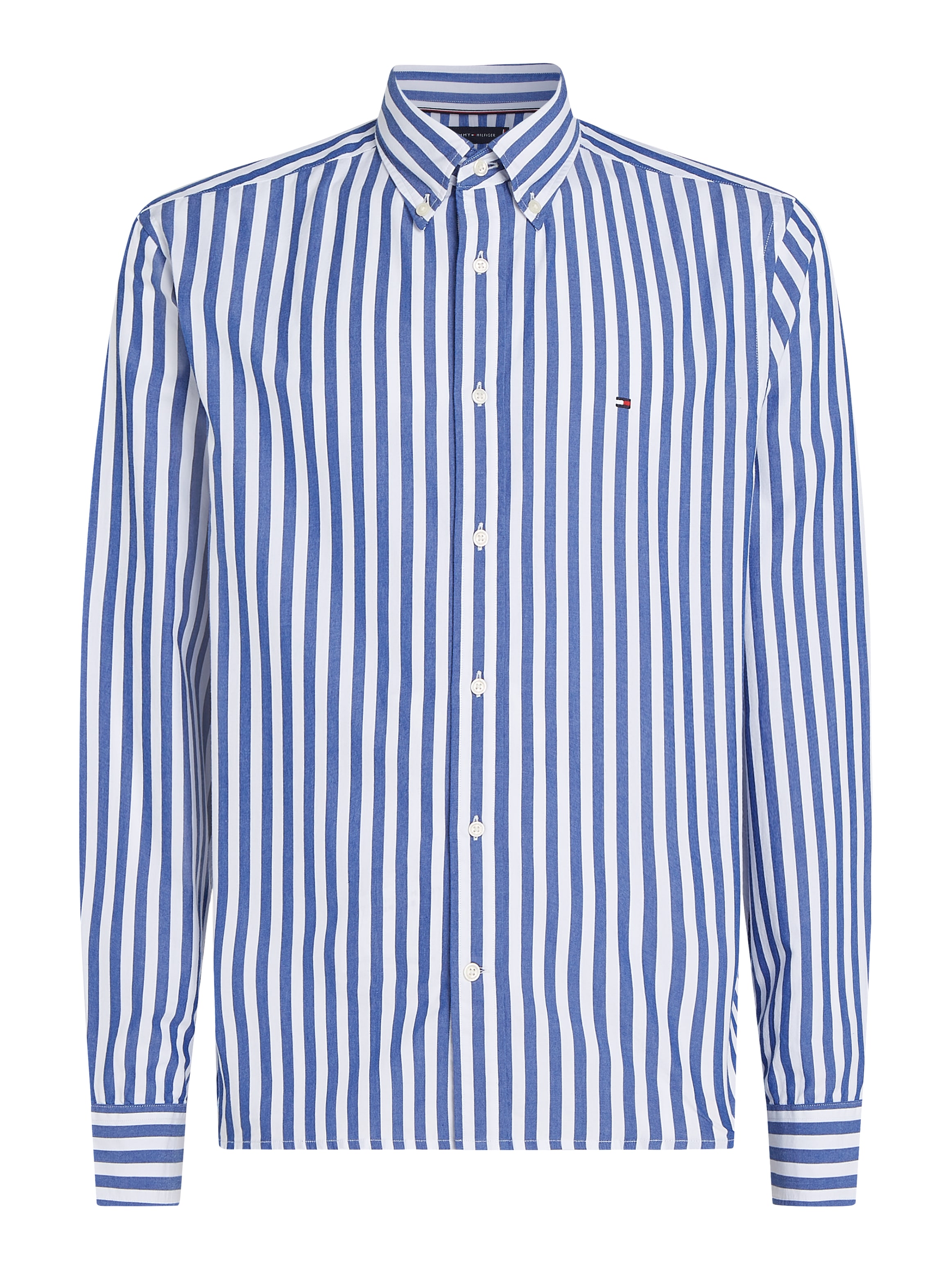 Tommy Hilfiger Langarmhemd »FLEX POPLIN BOLD STRIPE RF SHIRT«, Mit Rundhalsausschnitt