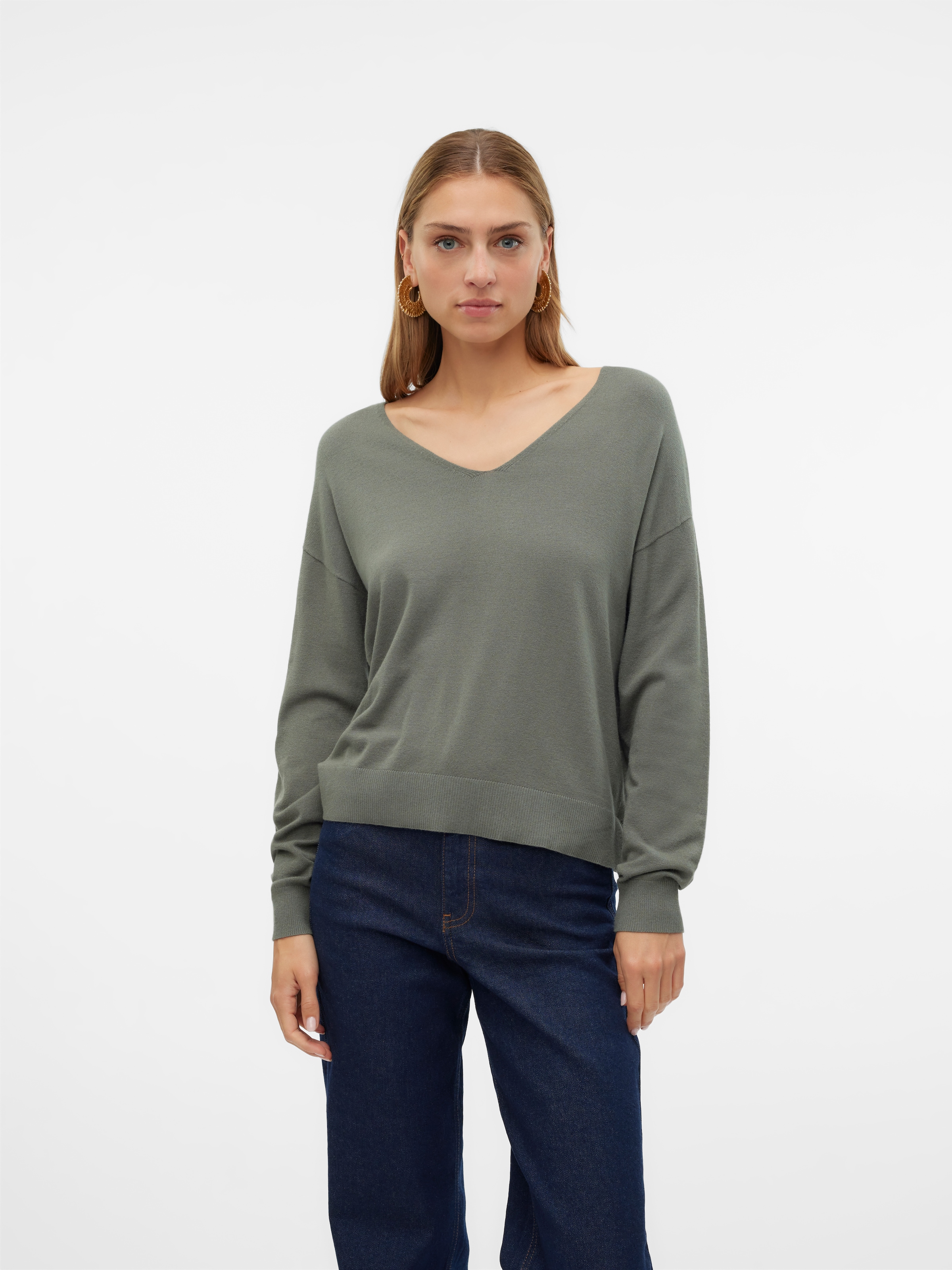 Vero Moda V-Ausschnitt-Pullover VMBREEZE LS V-NECK PULLOVER GA BOO günstig online kaufen