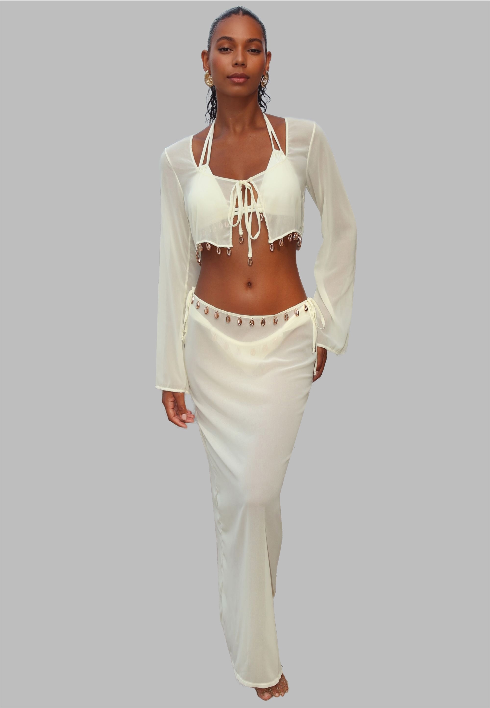 Moda Minx Jerseykleid "GOLD SHELLS CHIFFON LONG SKIRT", mit tollen Muschel- günstig online kaufen