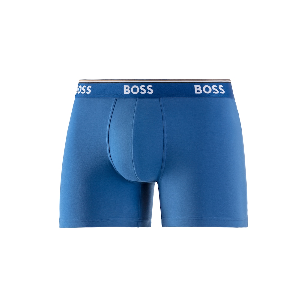 BOSS Langer Boxer »Boxer Brief 3P«, (Packung, 3er-Pack), mit farblich passendem Webbund