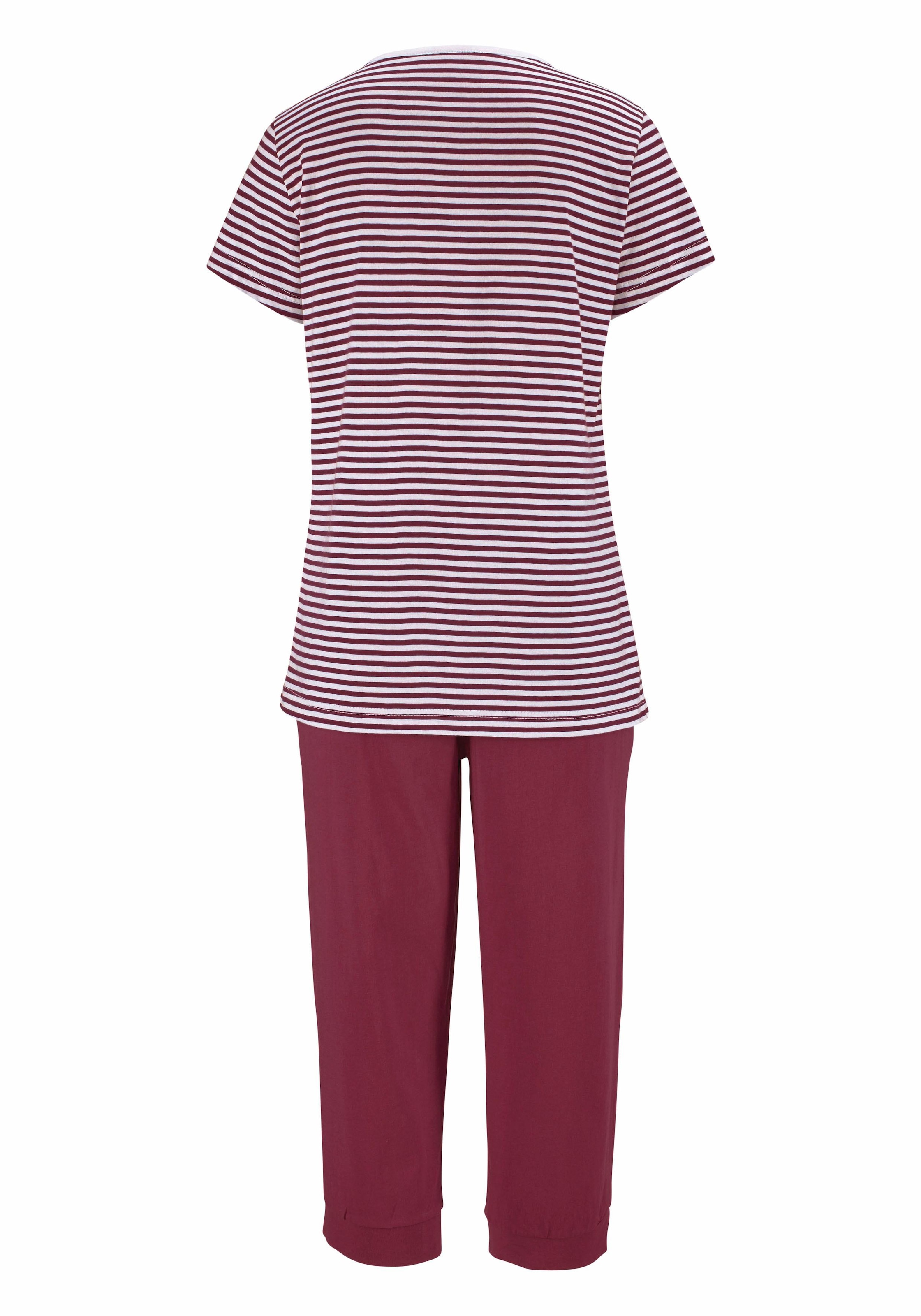 H.I.S Capri-Pyjama, (2 tlg.), mit geringeltem T-Shirt und legerer Hose