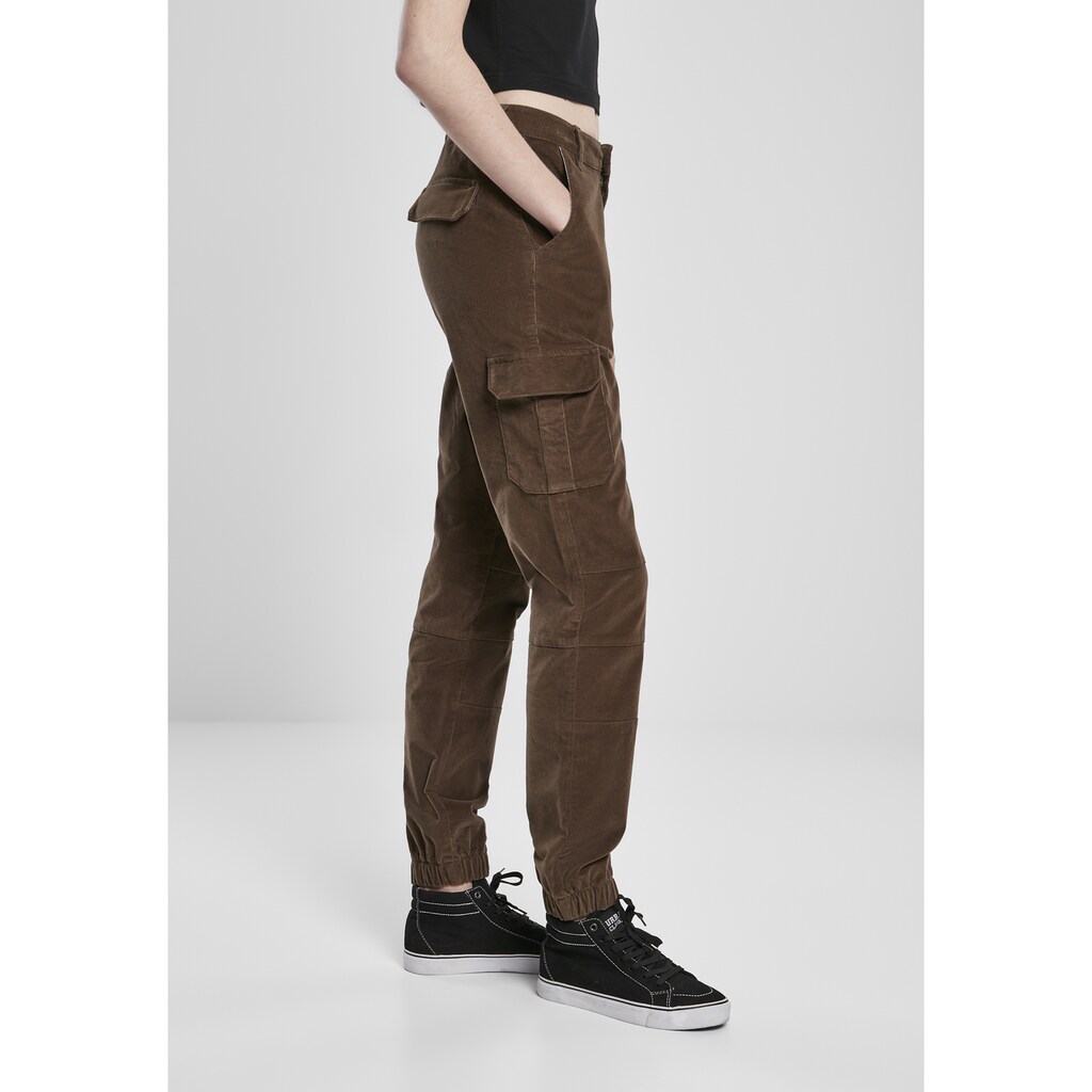 URBAN CLASSICS Cargohose »Damen Ladies High Waist Cargo Corduroy Pants«, (1 tlg.)