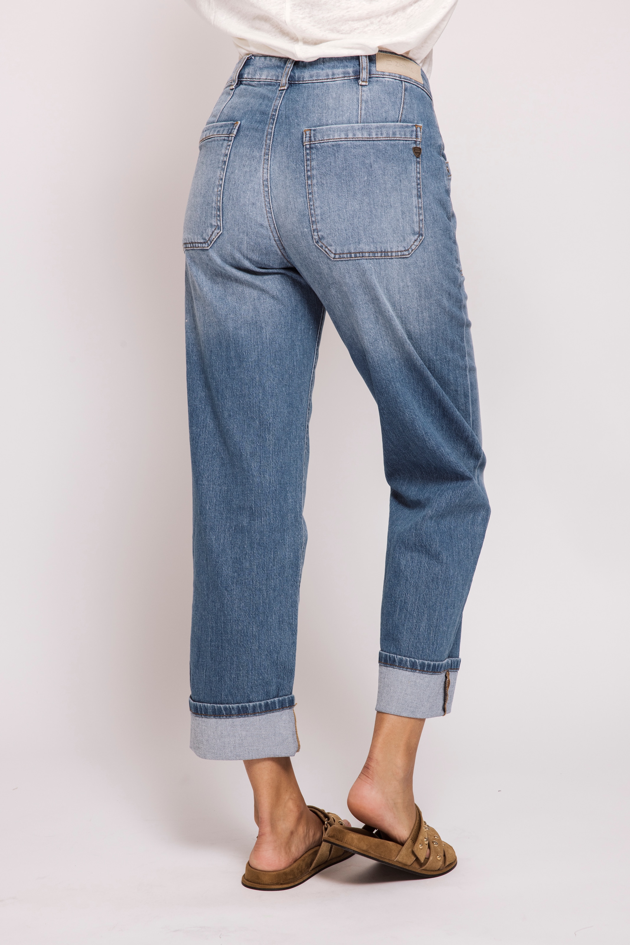 Zhrill Weite Jeans »ZHKARLI Jeans wide leg« 3/4-Länge mit Aufschlag