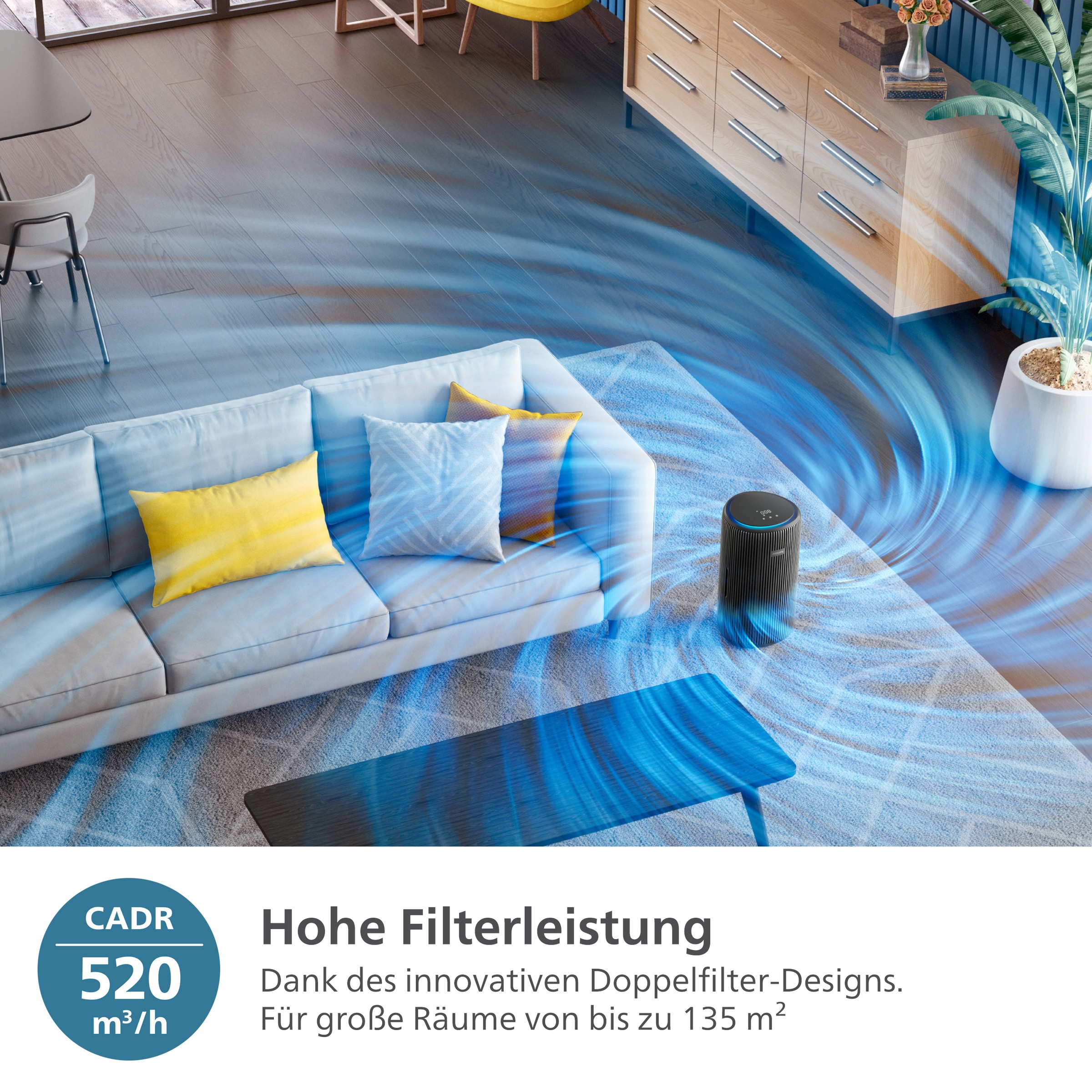 Thumbnail - Philips Luftreiniger "AC3221/13 PureProtect 3200 Series, Luftreinigungsrate (CADR) 520 m³/h" für 135 qm Räume 3-Schichte...