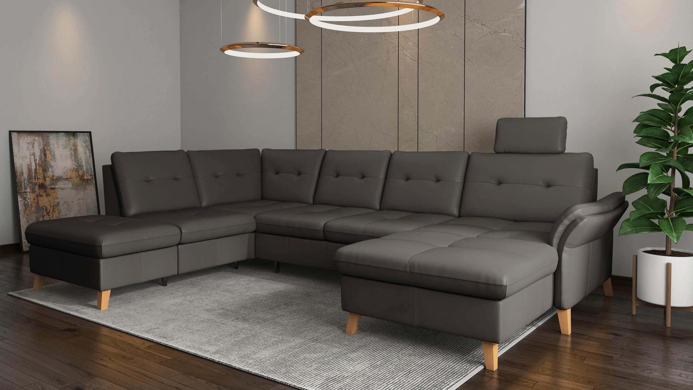 sit&more Wohnlandschaft »Göteborg«, inkl. Sitztiefenverstellung, wahlweise mit Bettfunktion & Bettkasten