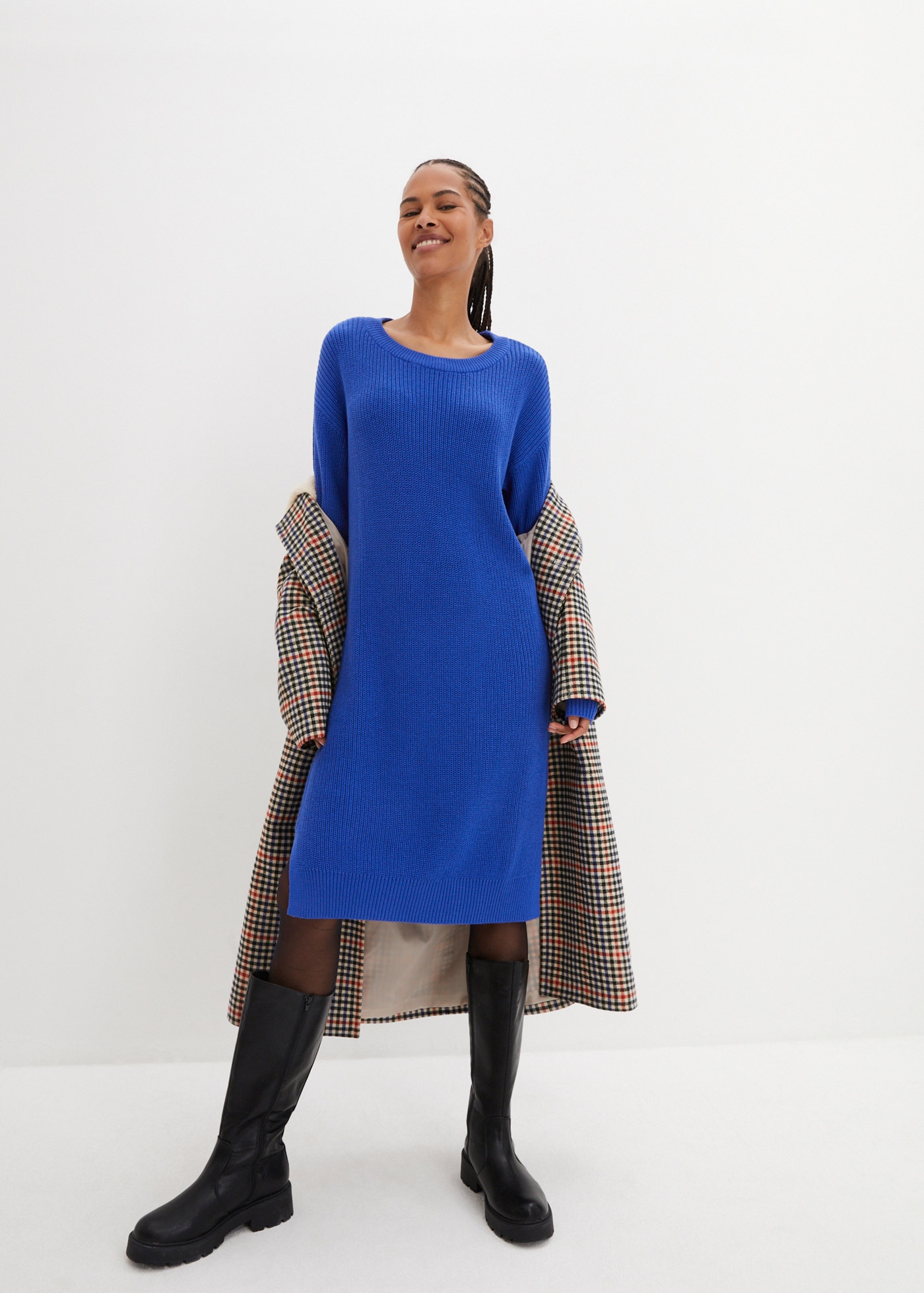 bonprix Strickkleid Oversize-Rippstrick, bequeme Passform, seitliche Schlit günstig online kaufen