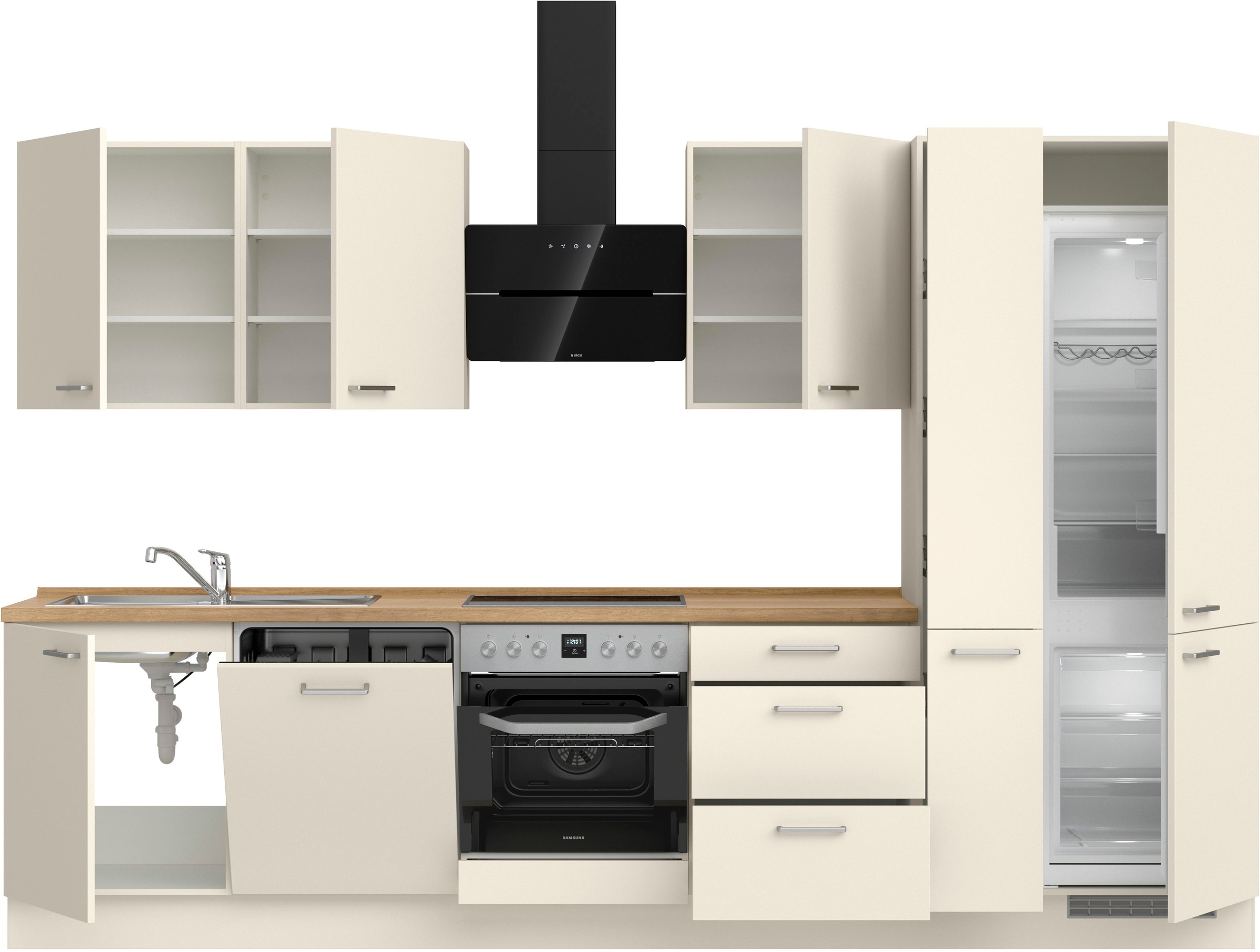nobilia® Küchenzeile »"Touch II"«, vormontiert, Ausrichtung wählbar, Breite 330 cm, wahlw. mit E-Geräten