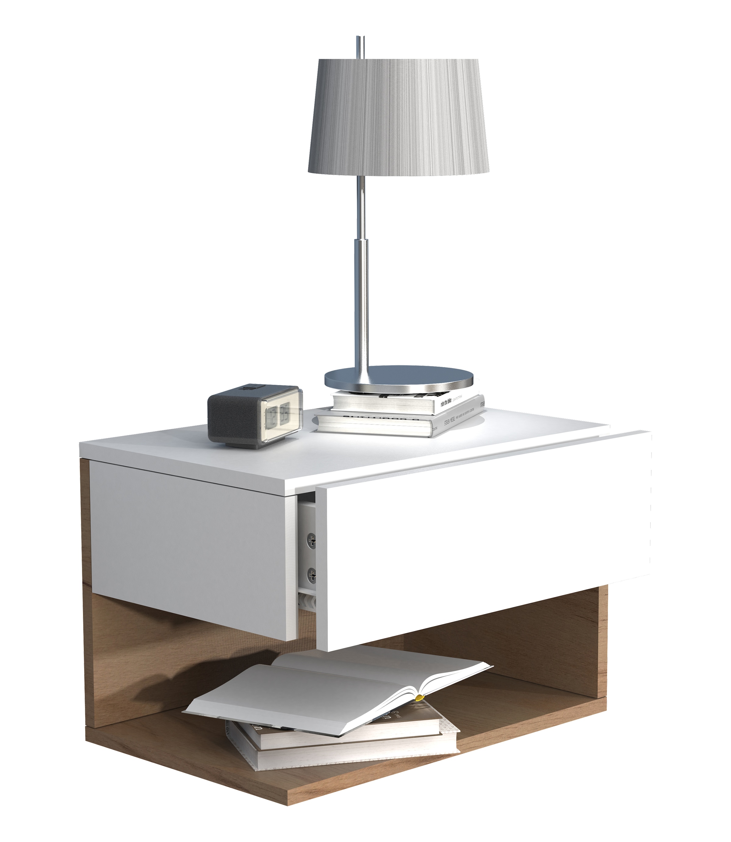 VCM Nachttisch "Wandschublade Wand Hänge Nachttisch Usal XL 45cm" 1 Stk. tlg.