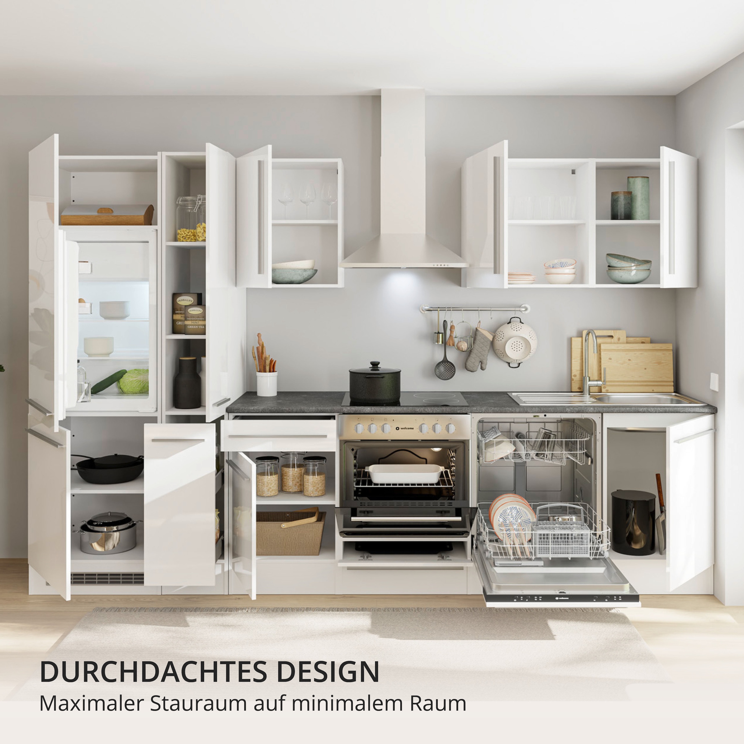 BASIC by Balculina Küchenzeile »Jazz« Breite 310 cm, wahlweise mit E-Geräten