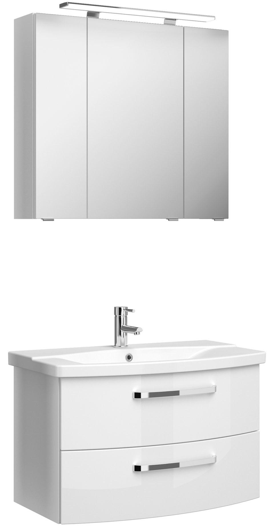 Thumbnail - Saphir Badmöbel-Set "Serie 4010 2-teilig Keramik-Waschtisch mit LED-Spiegelschrank", (Set), Badezimmer Set 84 cm breit, ...