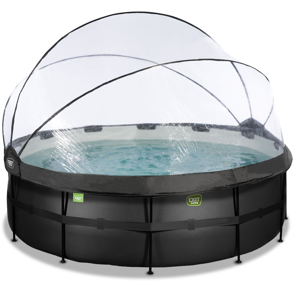 EXIT Framepool »Black Leather Pool øxH: 427x122cm«, mit Sandfilterpumpe und Abdeckung, schwarz