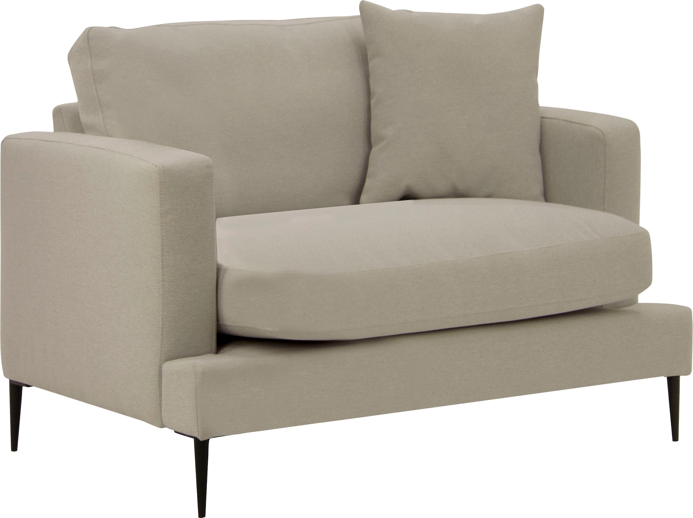 Leonique Sessel »Cozy Loungesessel, Designersessel, Maße B/T/H: 91/97/80 cm«, mit Metallbeinen und Zierkissen