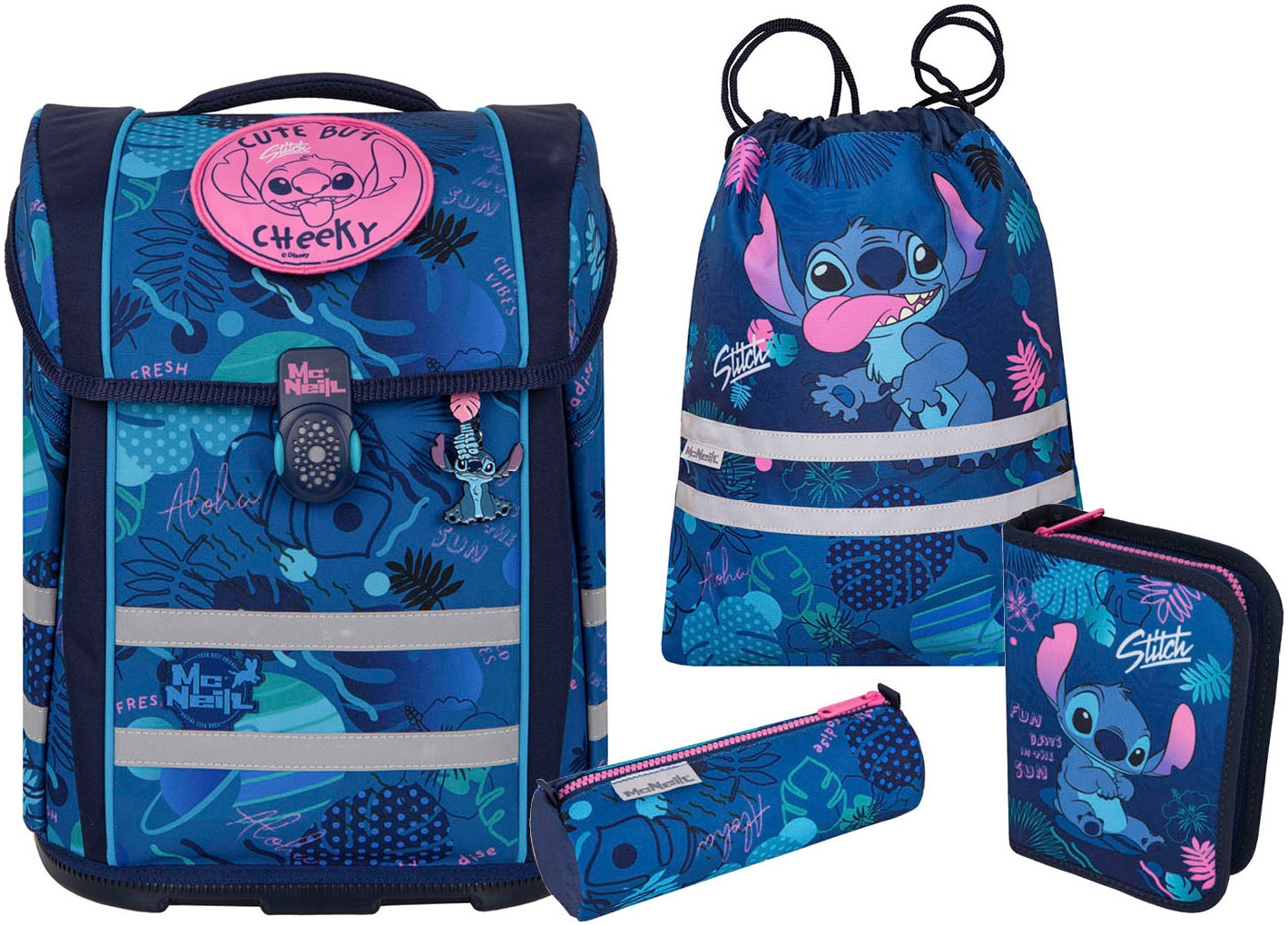 Schulranzen »Perfecto, Disney, Stitch«, reflektierende Streifen auf den...