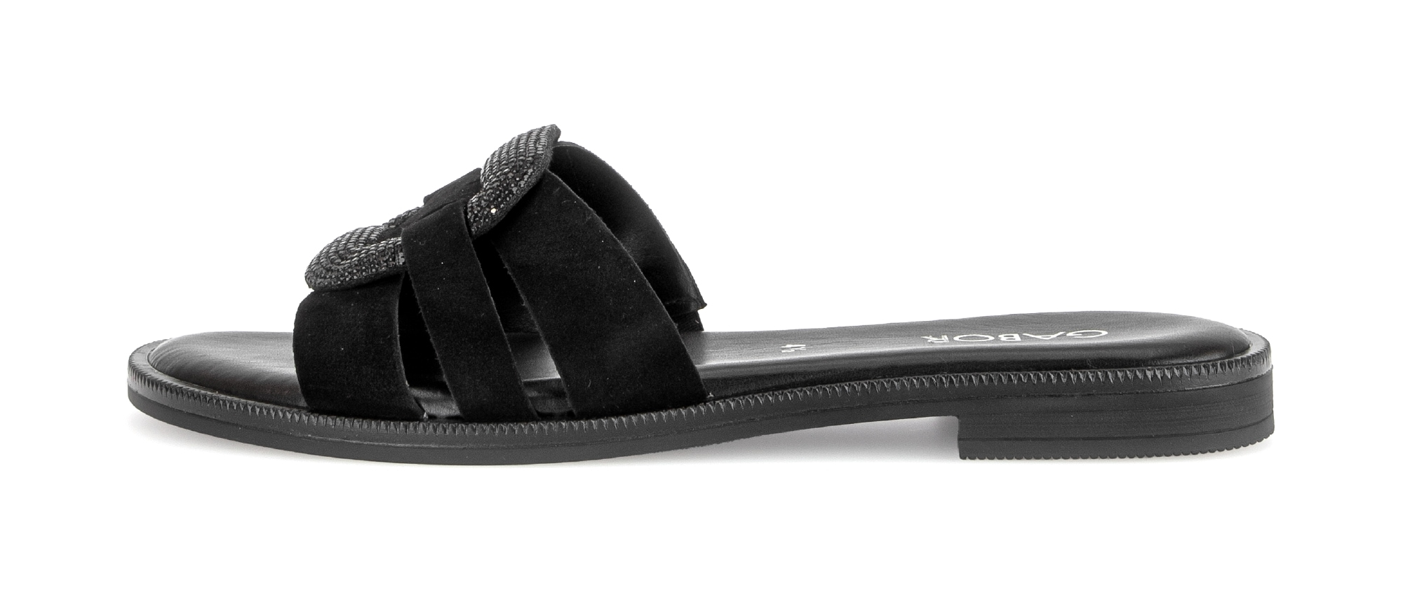 Gabor Pantolette  Blockabsatz, Sommerschuh, Schlupfschuh, Zierspange mit Schmucksteinen
