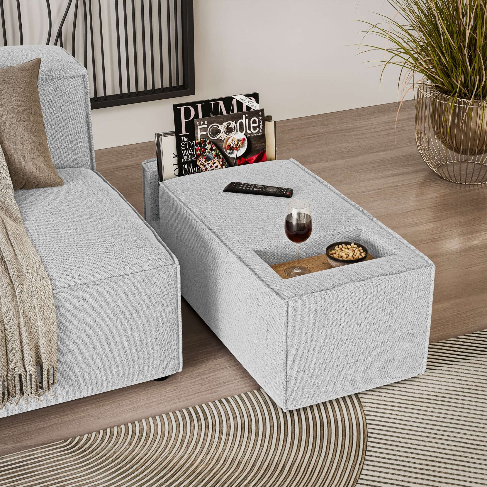 INOSIGN Sofaelement »HAILY Tisch XL für das Modulsofa, extra tief, Maße B/T/H: 45/130/37 cm«, als Modul oder separat verwendbar, mit Steckfach und Ablagefläche