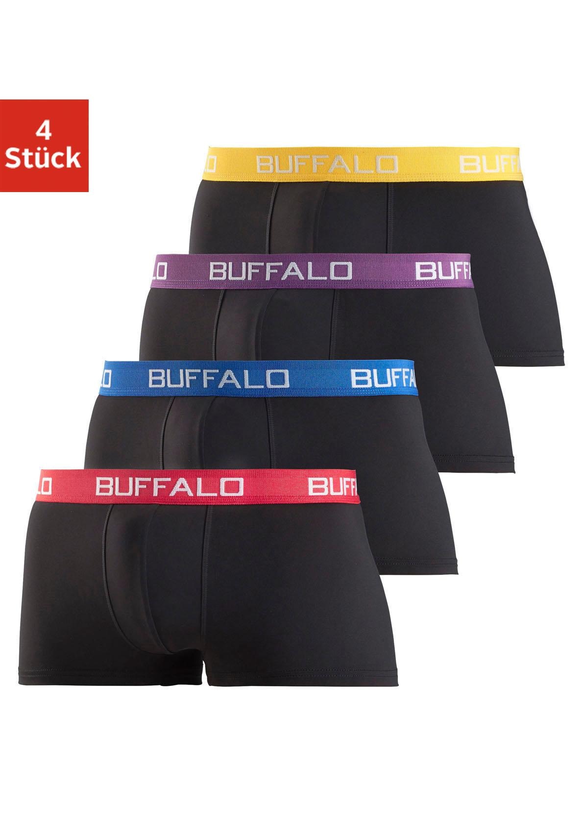 Buffalo Hipster, (Packung, 4 St.), knapp sitzende Boxershorts mit Kontrastbund aus Baumwollmischung