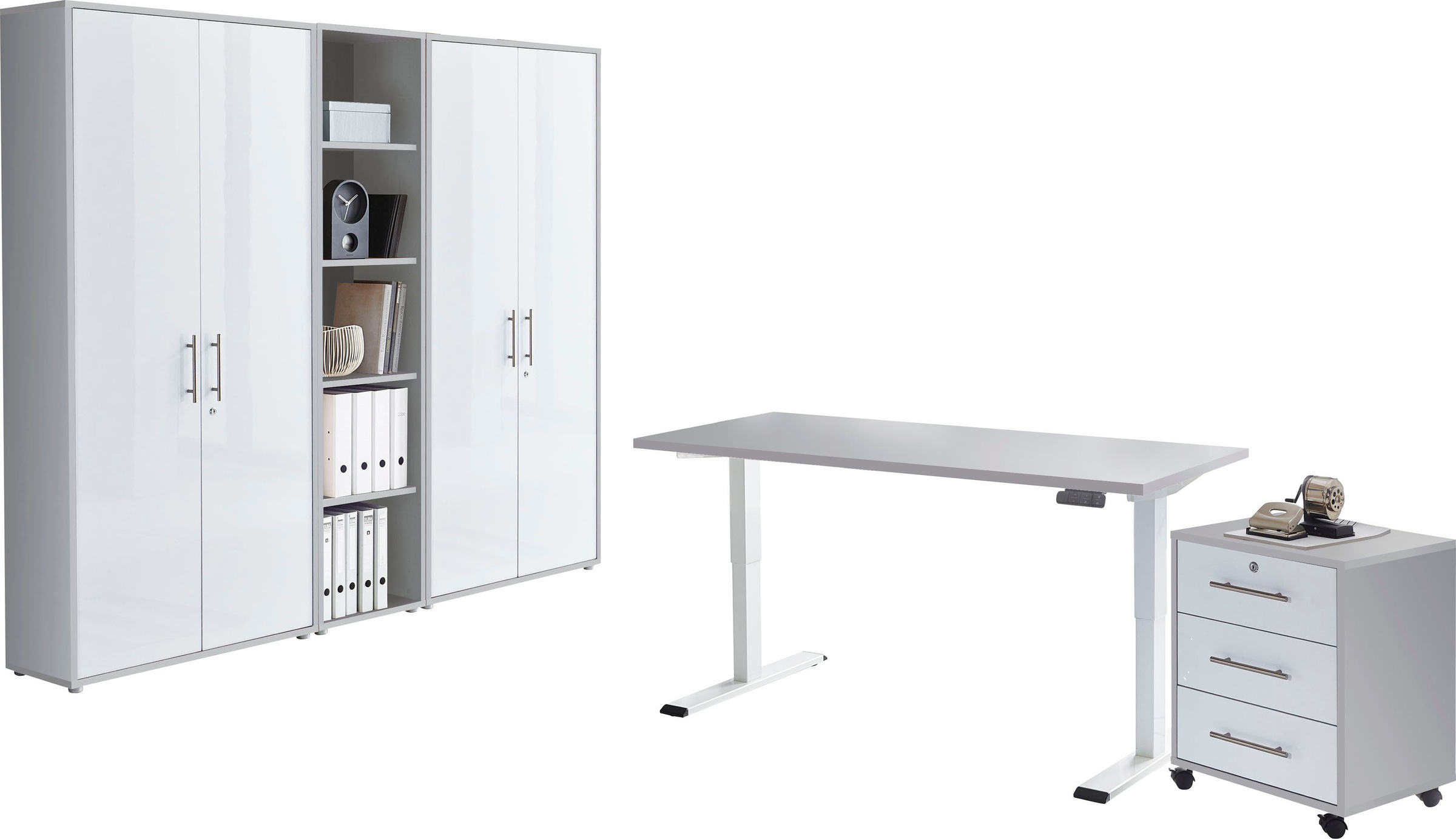 BMG Möbel Büromöbel-Set »Tabor«, (Set, 5 tlg.), mit elektrisch höhenverstellbarem Schreibtisch