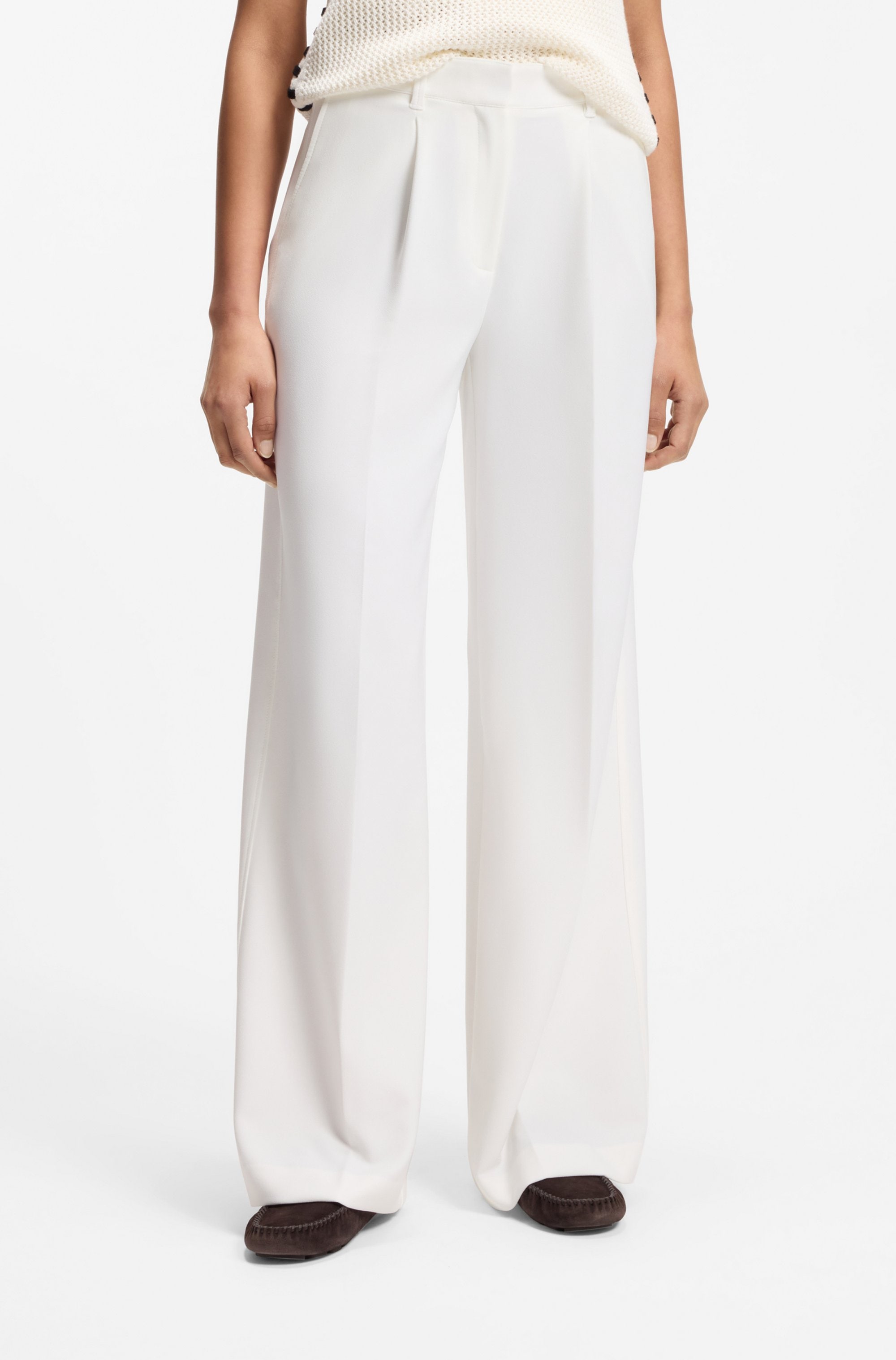 BOSS ORANGE Anzughose "Tiwi Premium Damenmode" Wide Leg mit Bügelfalte günstig online kaufen