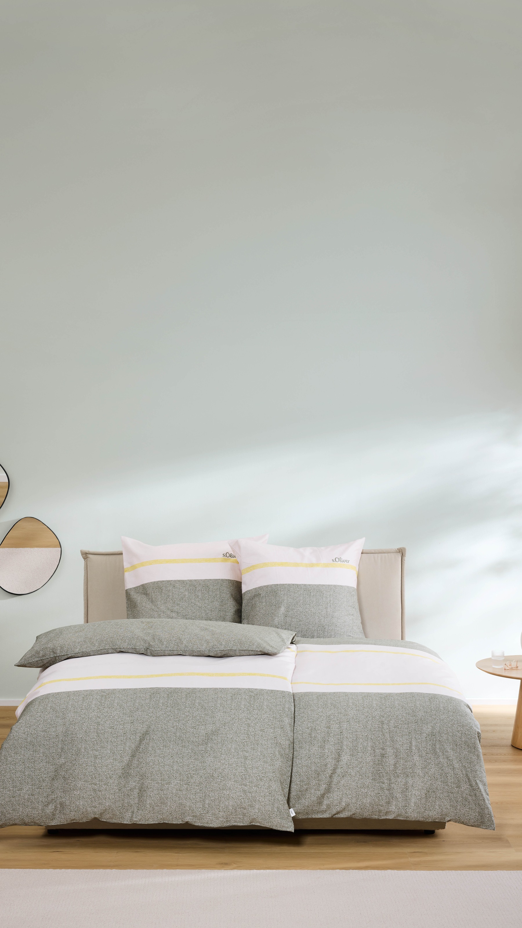 s.Oliver Bettwäsche »s.Oliver Satinbettwäsche« 2 Leinenstruktur mit modernem Farbstatement