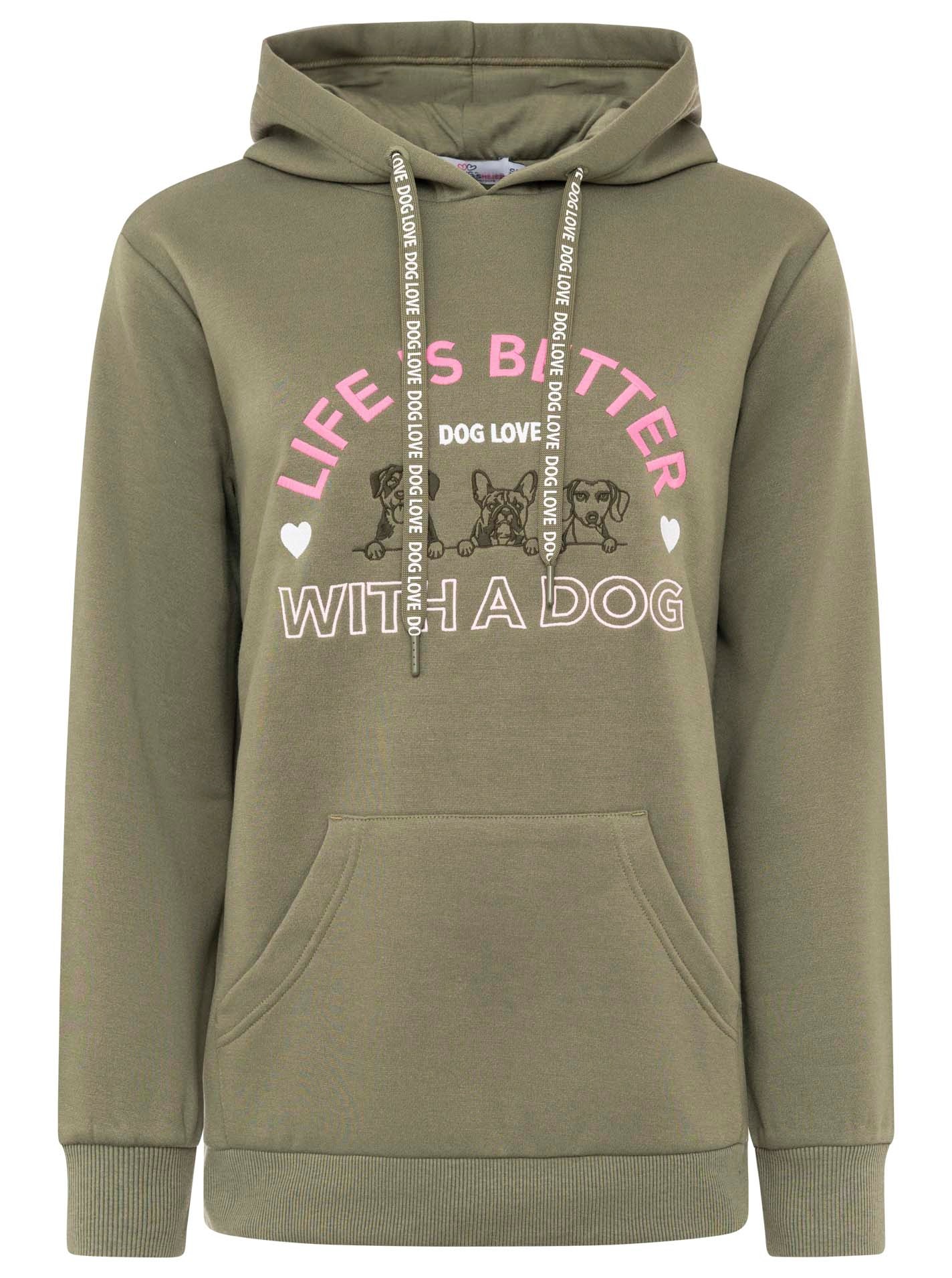 Zwillingsherz Hoodie ""Dog Life"", Mini-Me,mit gestickten Hunden und Slogan günstig online kaufen