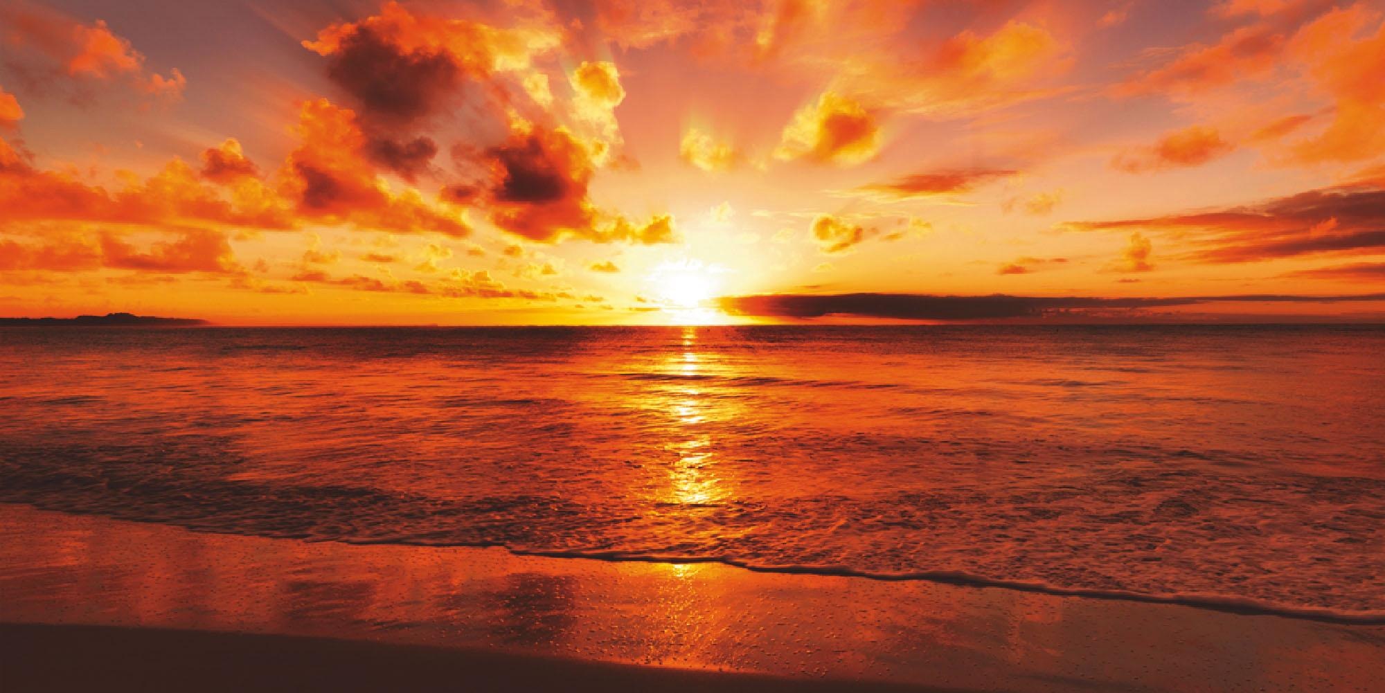 Home Affaire Glasbild Idizimage Schoner Tropischer Sonnenuntergang Am Strand Auf Rechnung Bestellen Baur