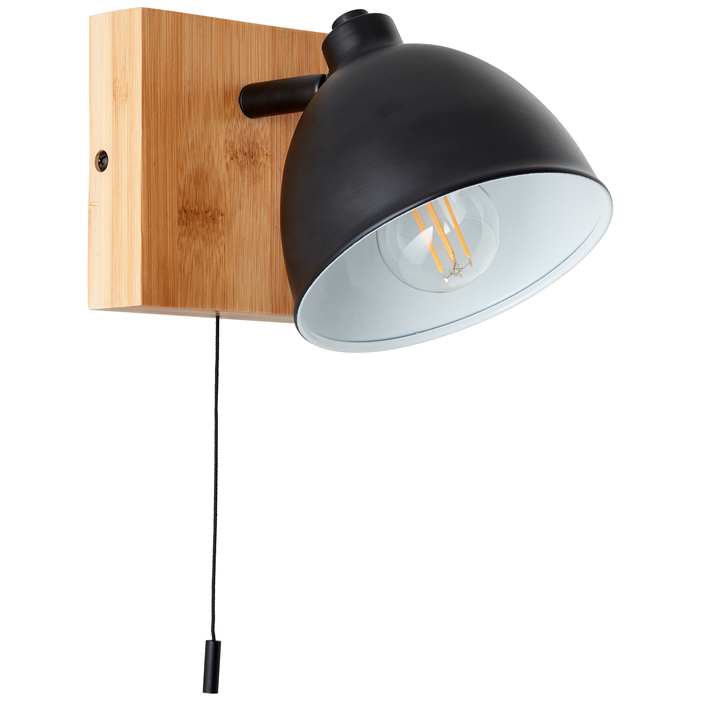 Brilliant Wandleuchte »Celia«, 1 flammig, Leuchtmittel E14 | ohne Leuchtmittel, Höhe 13 cm, E14, Metall/Bambus, matt schwarz/bambus